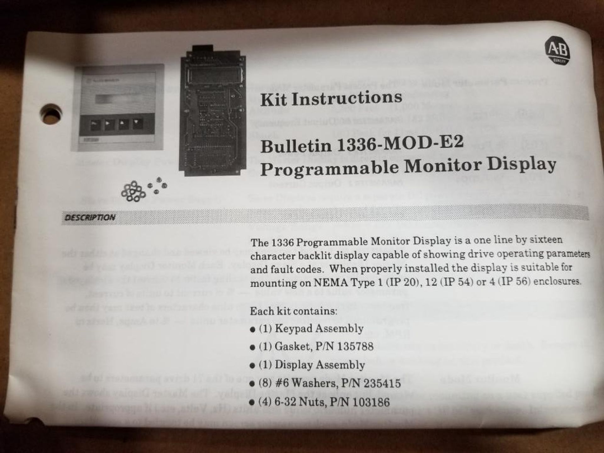 Allen Bradley 1336-MOD-E2 programmable monitor display unit. - Image 6 of 6