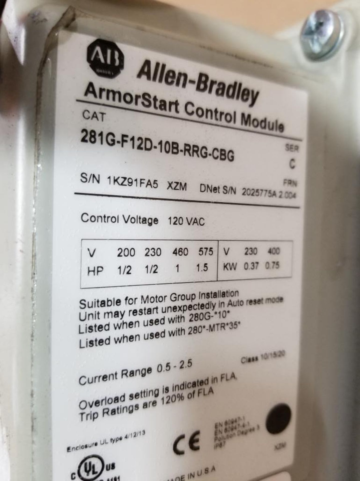 Allen Bradley ArmorStart base and control module. 280G-FN-10-RG, 281G-F12D-10B-RRG-CBG. - Image 6 of 6