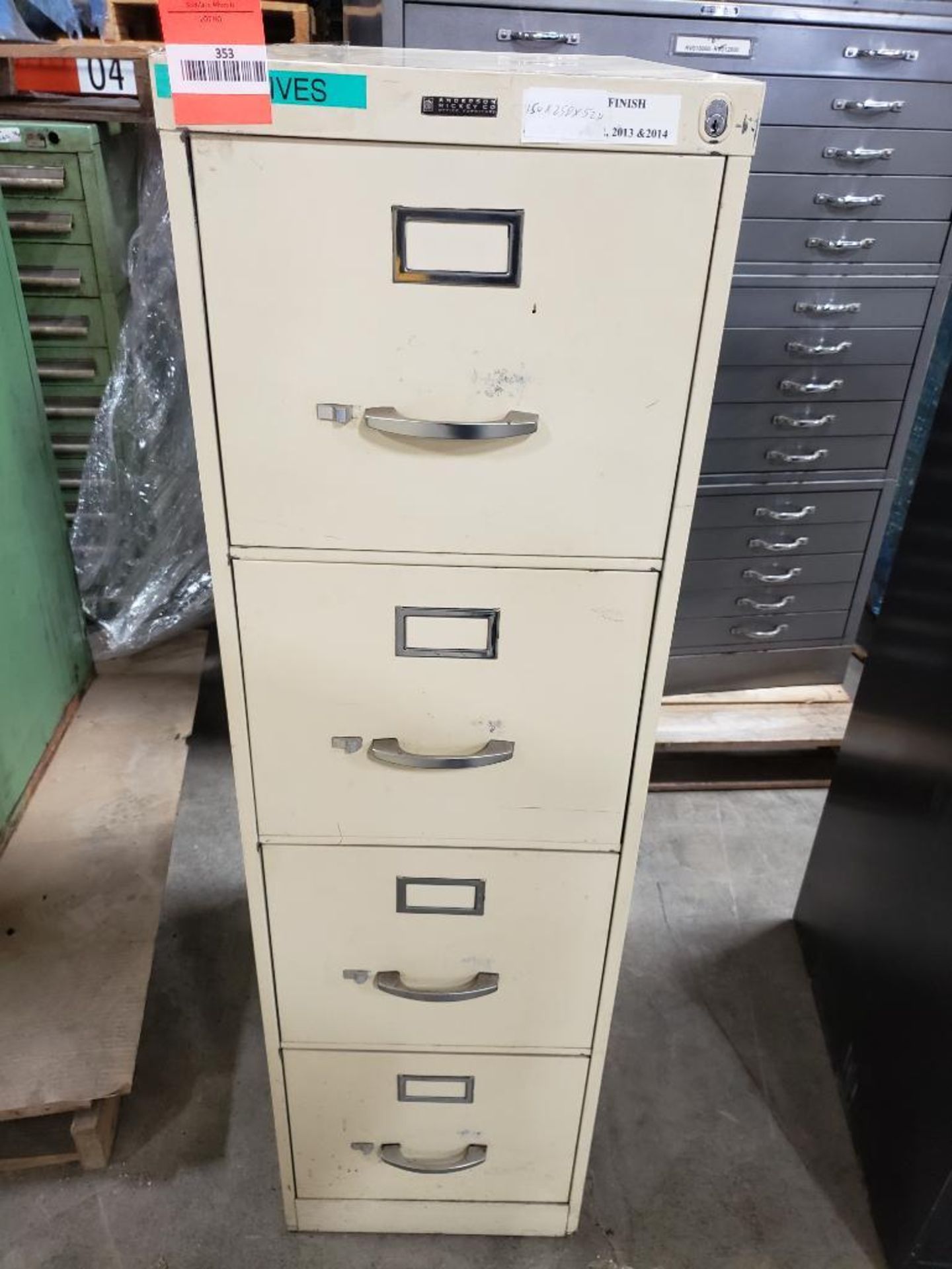 Anderson Hickey Co. office filing cabinet. 15x25x52 WxDxH.