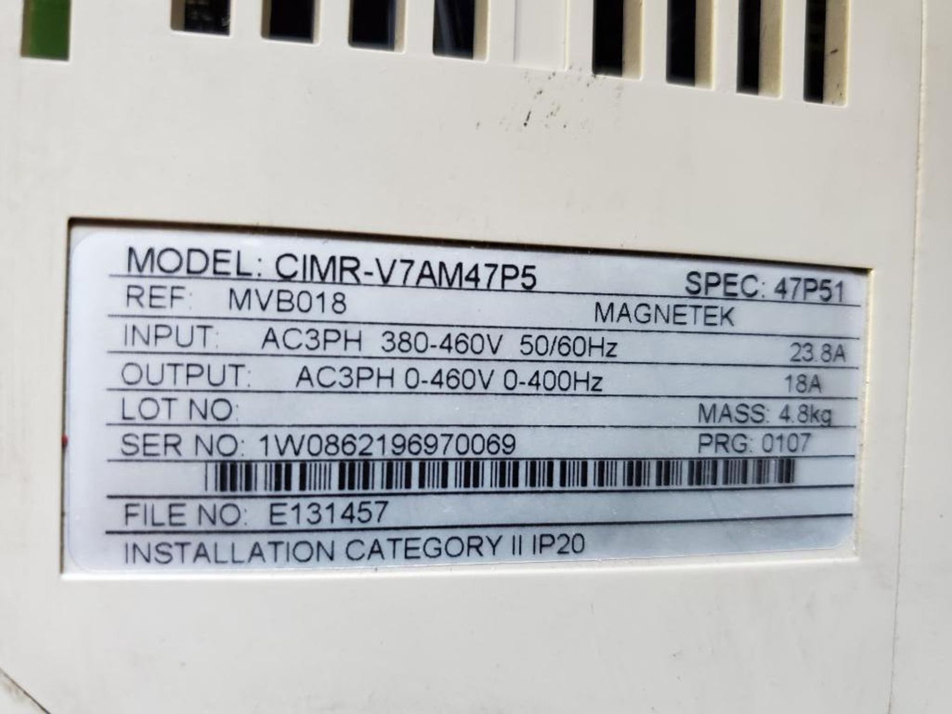 Magnetek MVB018 drive. CIMR-V7AM47P5. - Image 4 of 5