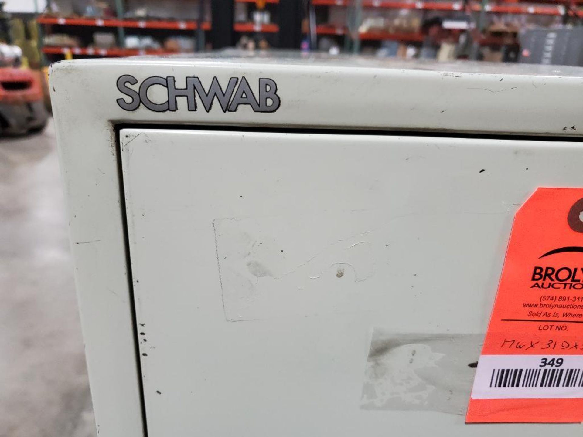 Schwab fireproof file cabinet. 17in wide x 31in deep x 53in tall. - Image 2 of 9