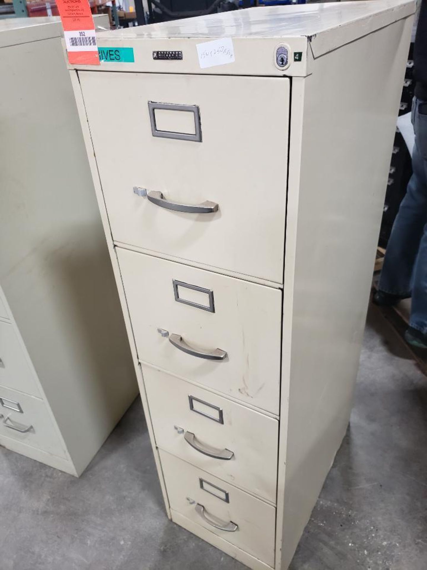 Anderson Hickey Co. office filing cabinet. 15x25x52 WxDxH.