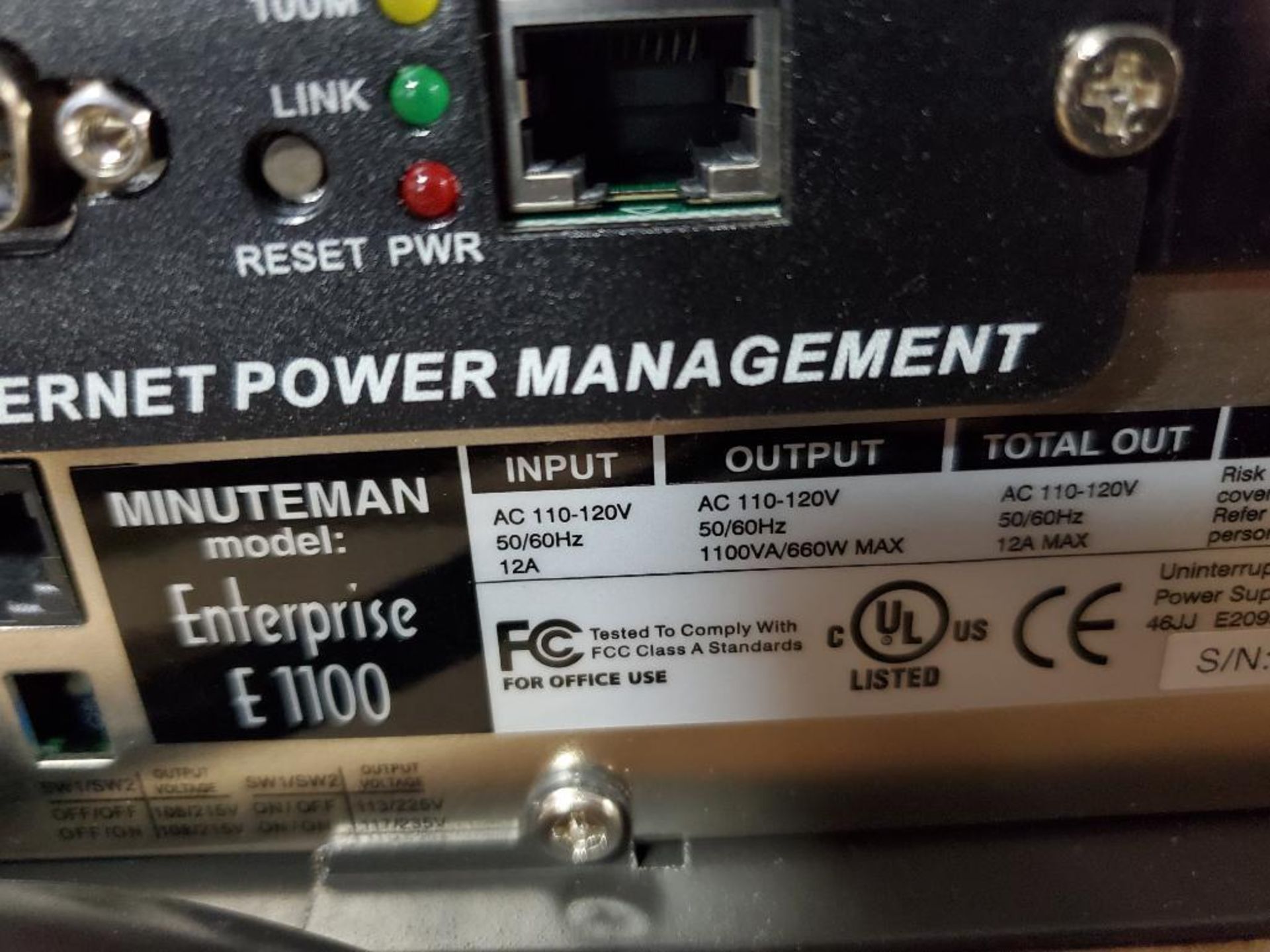 Minuteman uninterruptible power supplies Enterprise E1100. 90000430. - Image 4 of 5