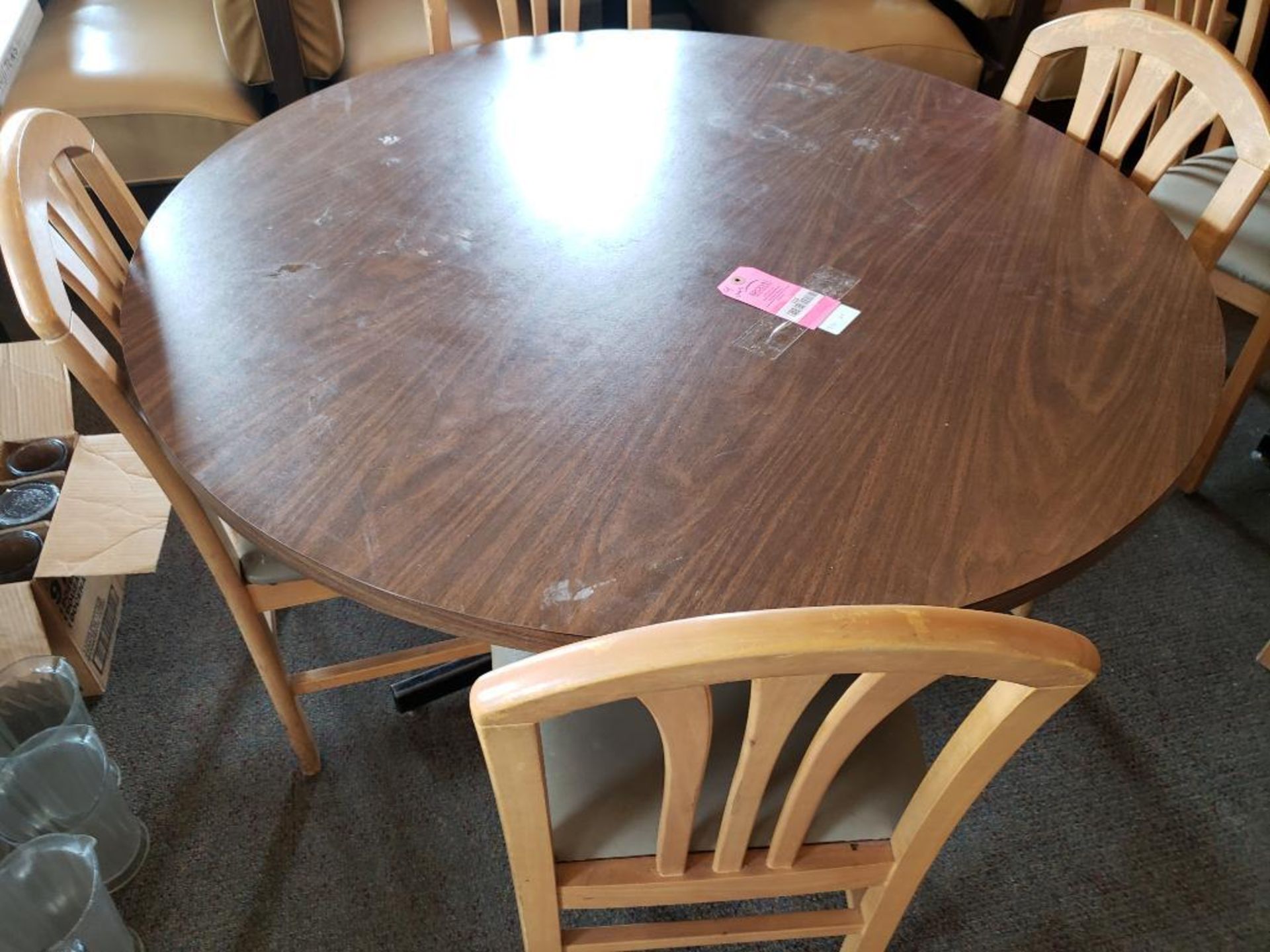 Table with 4 chairs. Table size 47in round. - Image 3 of 3