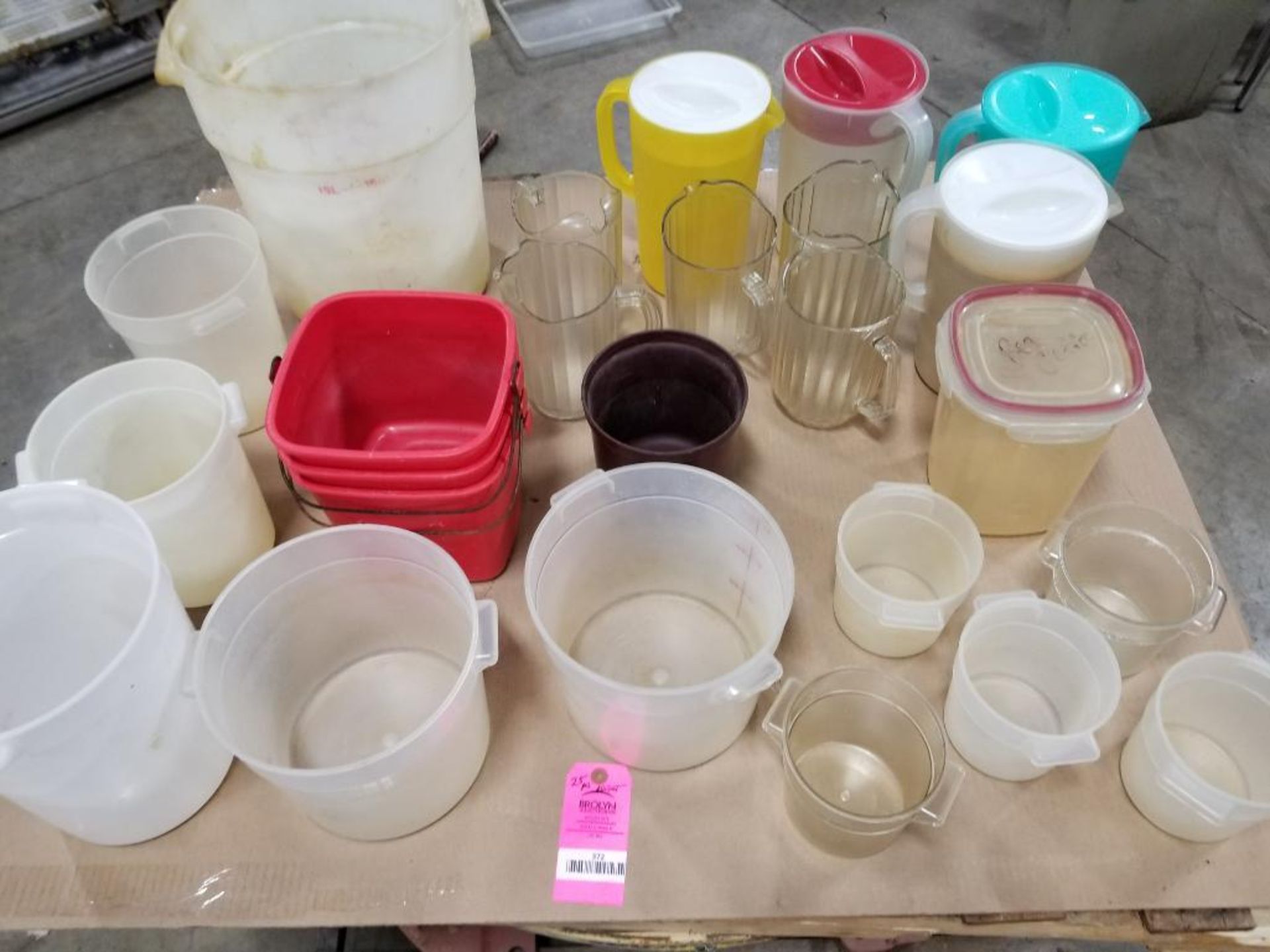 Assorted plastic containers.