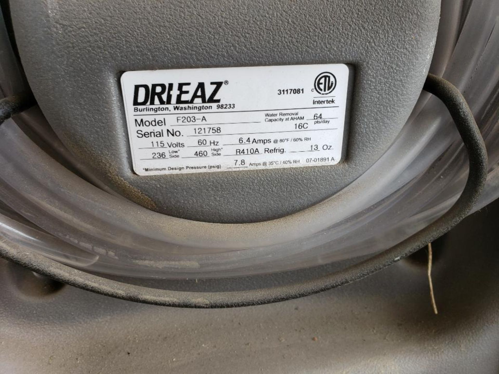 Dri-Eaz Drizair 1200 professional dehumidifier. F203-A, 115V. - Image 7 of 7