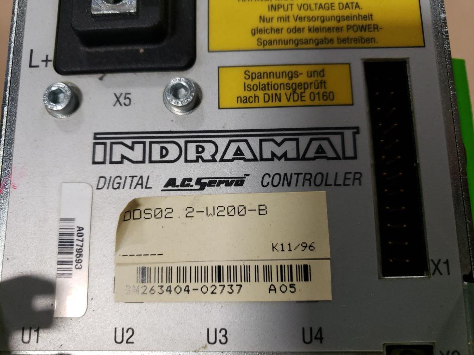 Indramat DDS02.2-W200-B digital AC servo controller. W/ FWC-DSM2.3-ELS-03V27-MS firmware module. - Image 3 of 6