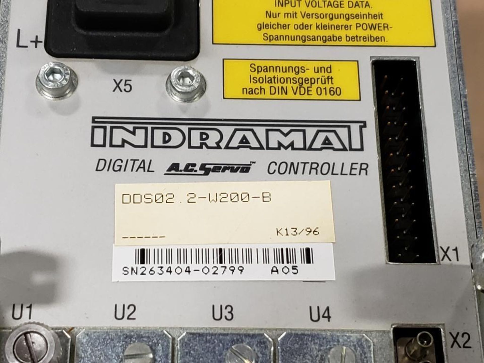 Indramat DDS02.2-W200-B digital AC servo controller. W/ FWC-DSM2.3-ELS-03V31-MS firmware module. - Image 4 of 6