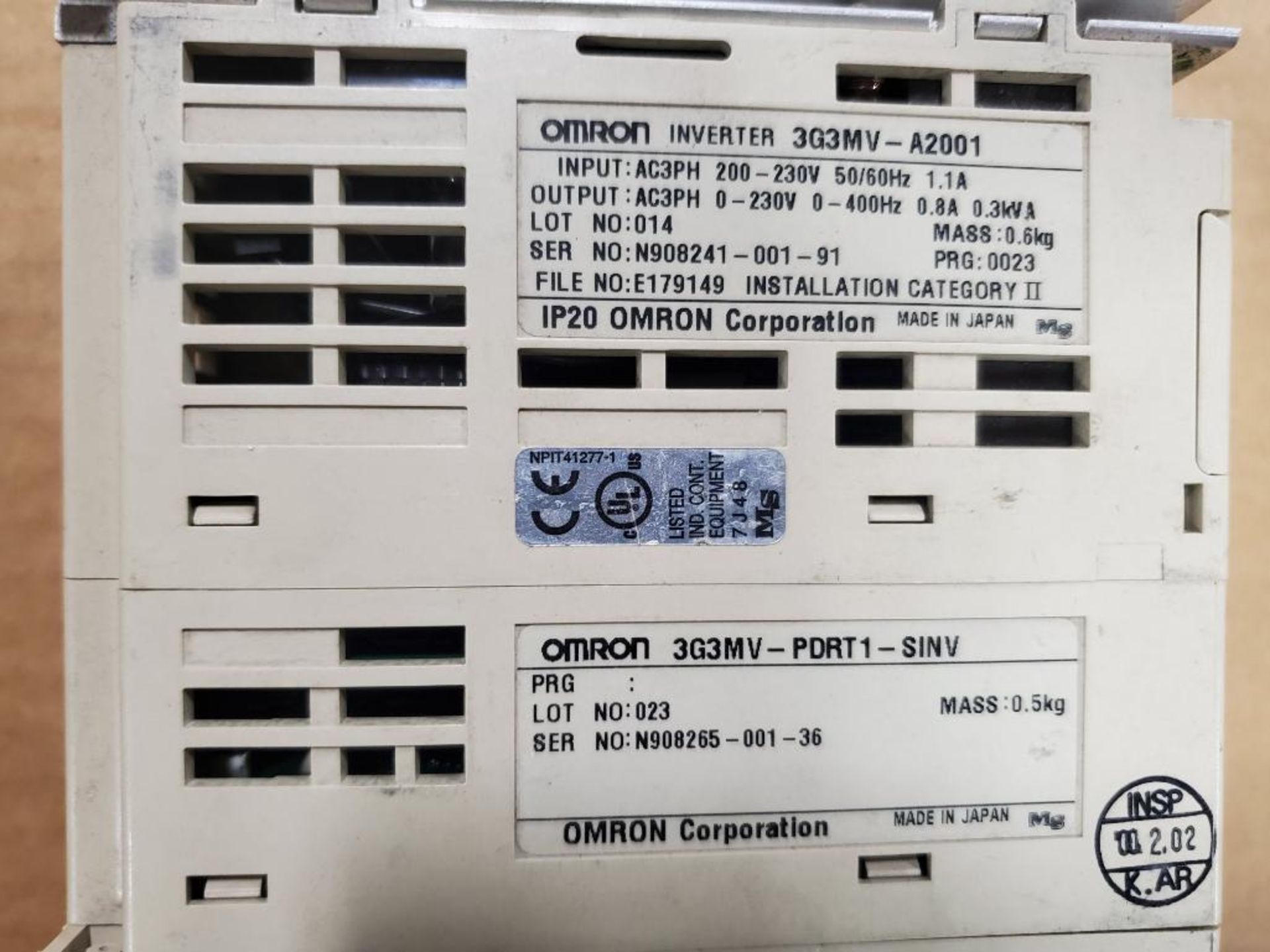 Qty 2 - Assorted Omron SYSDRIVE 3G3MV inverter drive. - Image 4 of 5