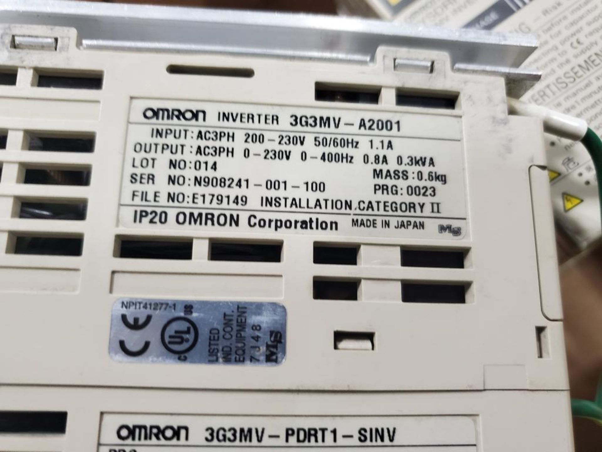 Qty 2 - Assorted Omron SYSDRIVE 3G3MV inverter drive. - Image 3 of 6