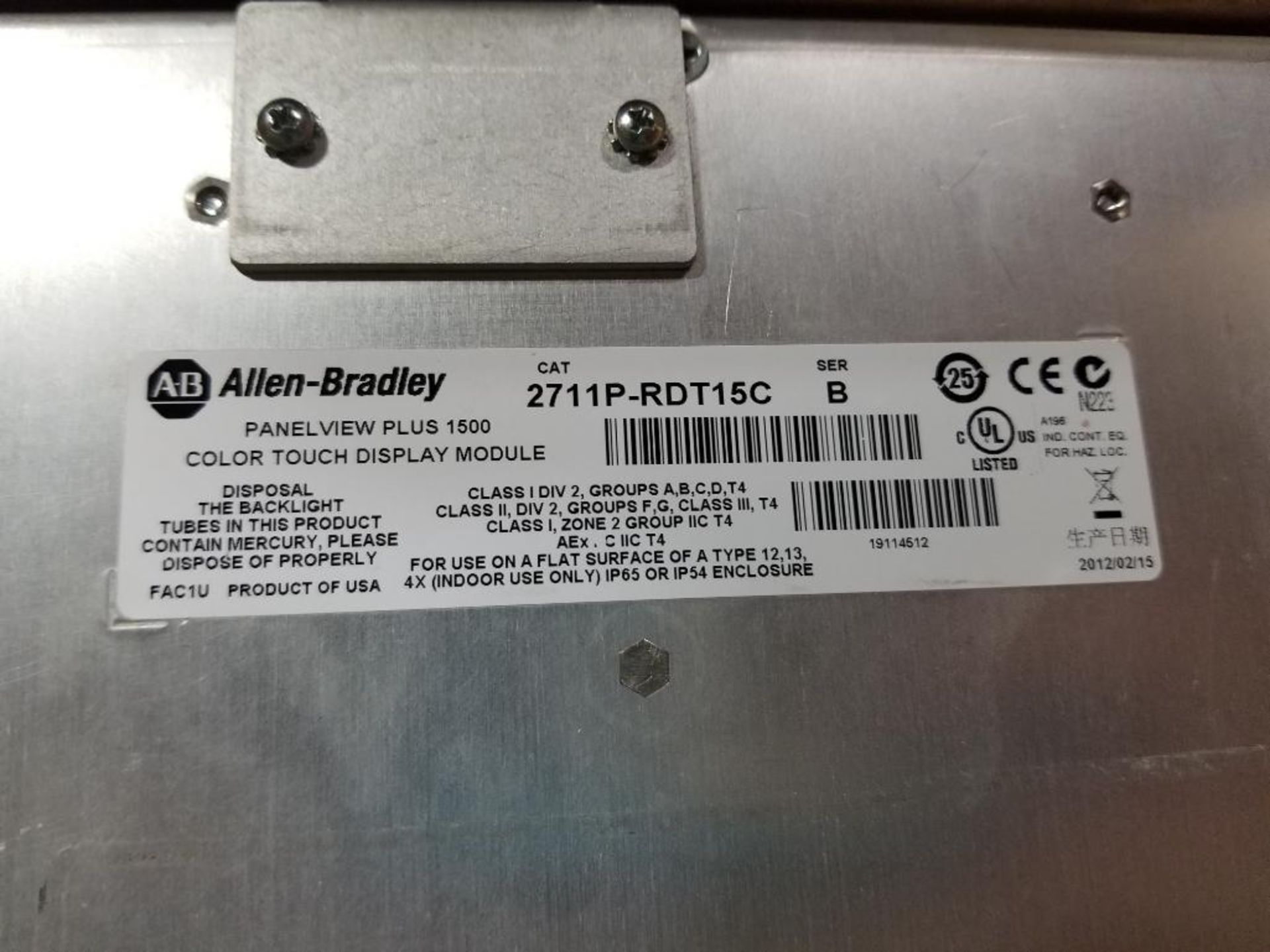 Allen Bradley 2711P-RDT15C PanelView Plus 1500 color touch display module. - Image 9 of 10