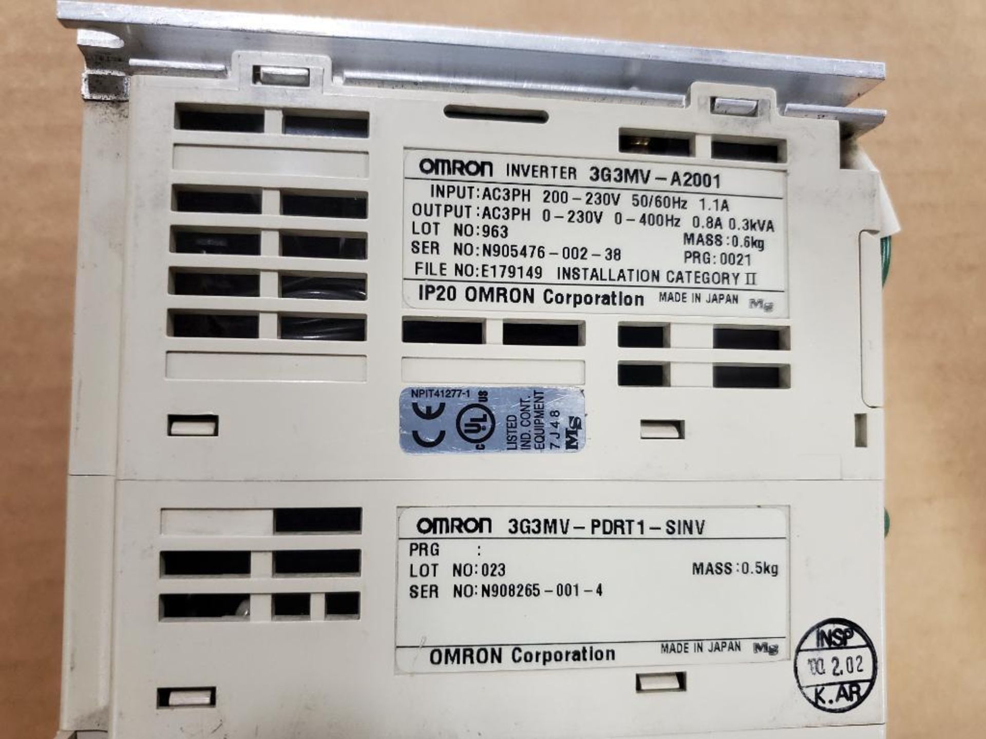 Qty 2 - Assorted Omron SYSDRIVE 3G3MV inverter drive. - Image 3 of 4