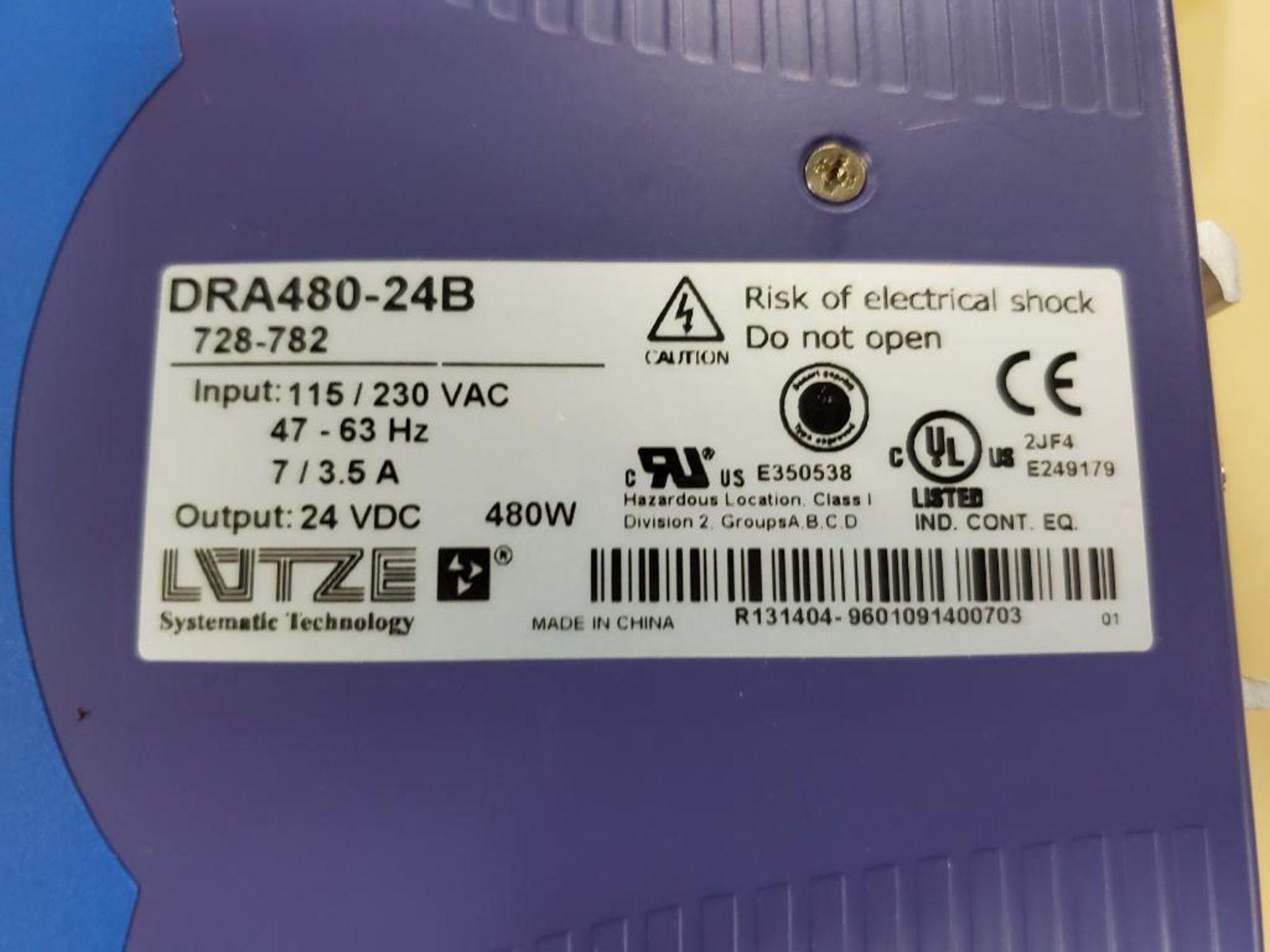 LUTZE DRA480-24B power supply. - Image 3 of 3