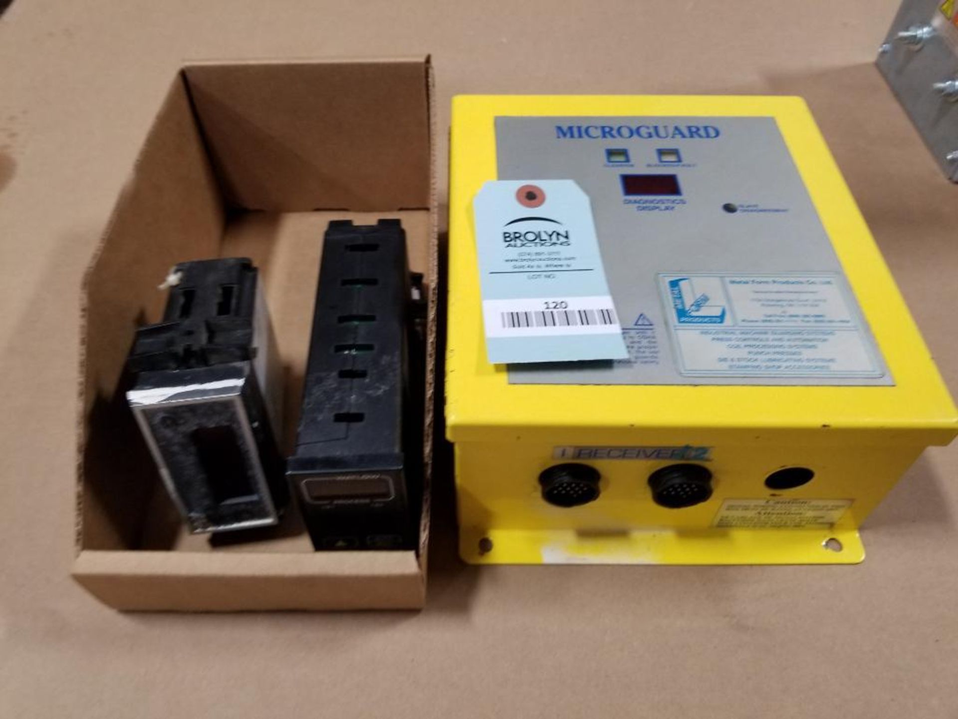 Assorted electrical meter, temp control, light curtain control. Microguard, Watlow, Red Lion.