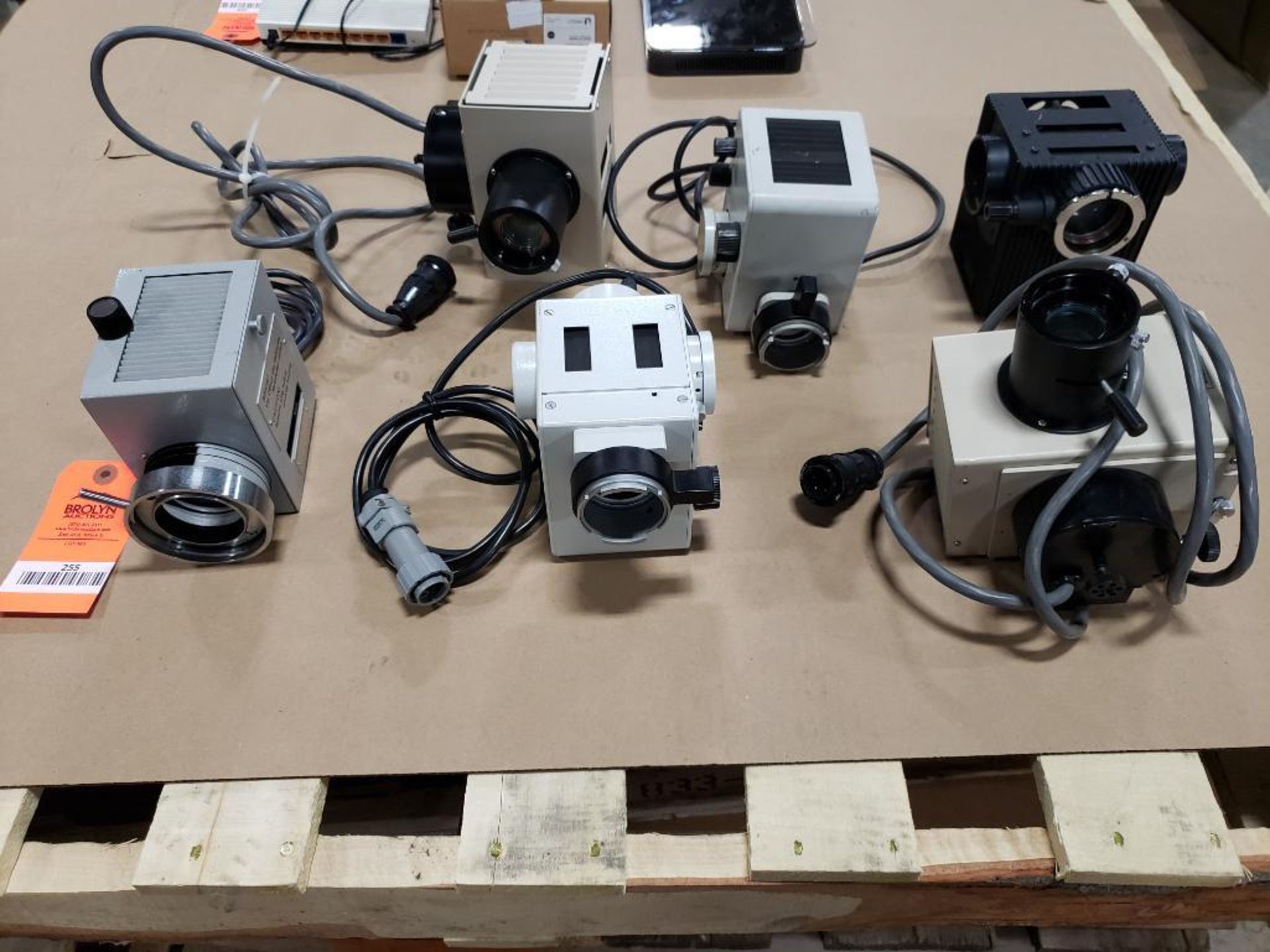 Assorted microscope camera attachments. Olympus.