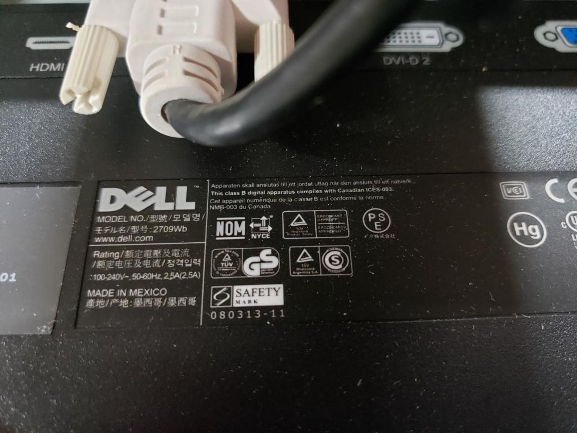 Dell 2709Wb UltraSharp widescreen flat panel 27" monitor. - Image 12 of 12
