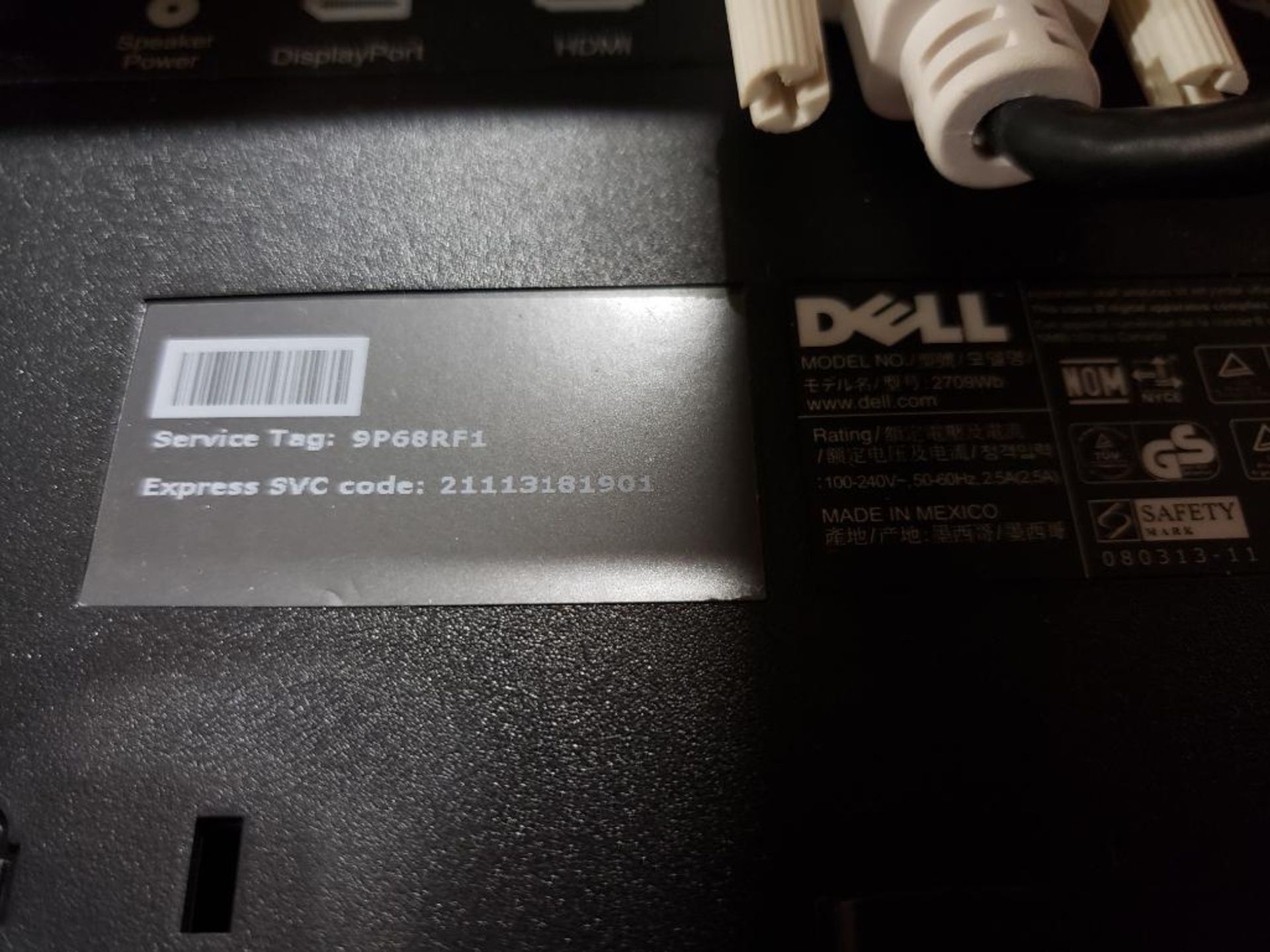 Dell 2709Wb UltraSharp widescreen flat panel 27" monitor. - Image 11 of 12