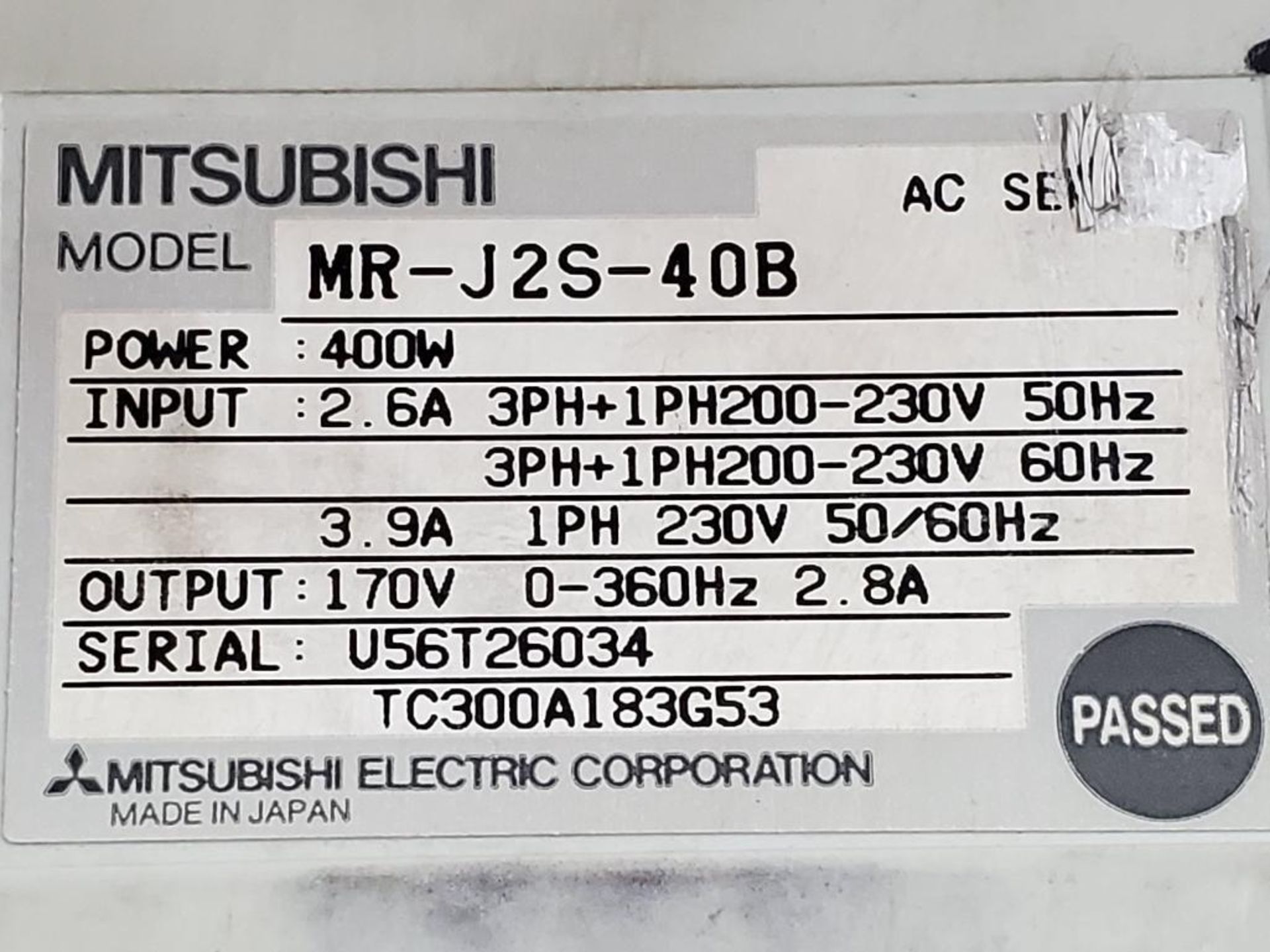 Mitsubishi MR-J2S-40B ac servo drive. 400W. - Image 4 of 5