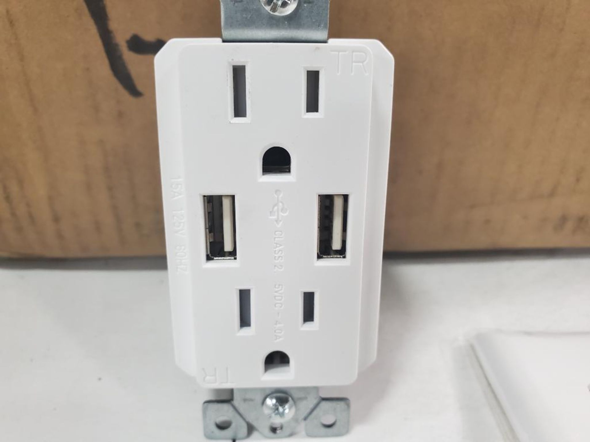 Qty 120 - Magnadyne WC-501W USB / dual AC wall mount outlet. New in box. - Image 5 of 7