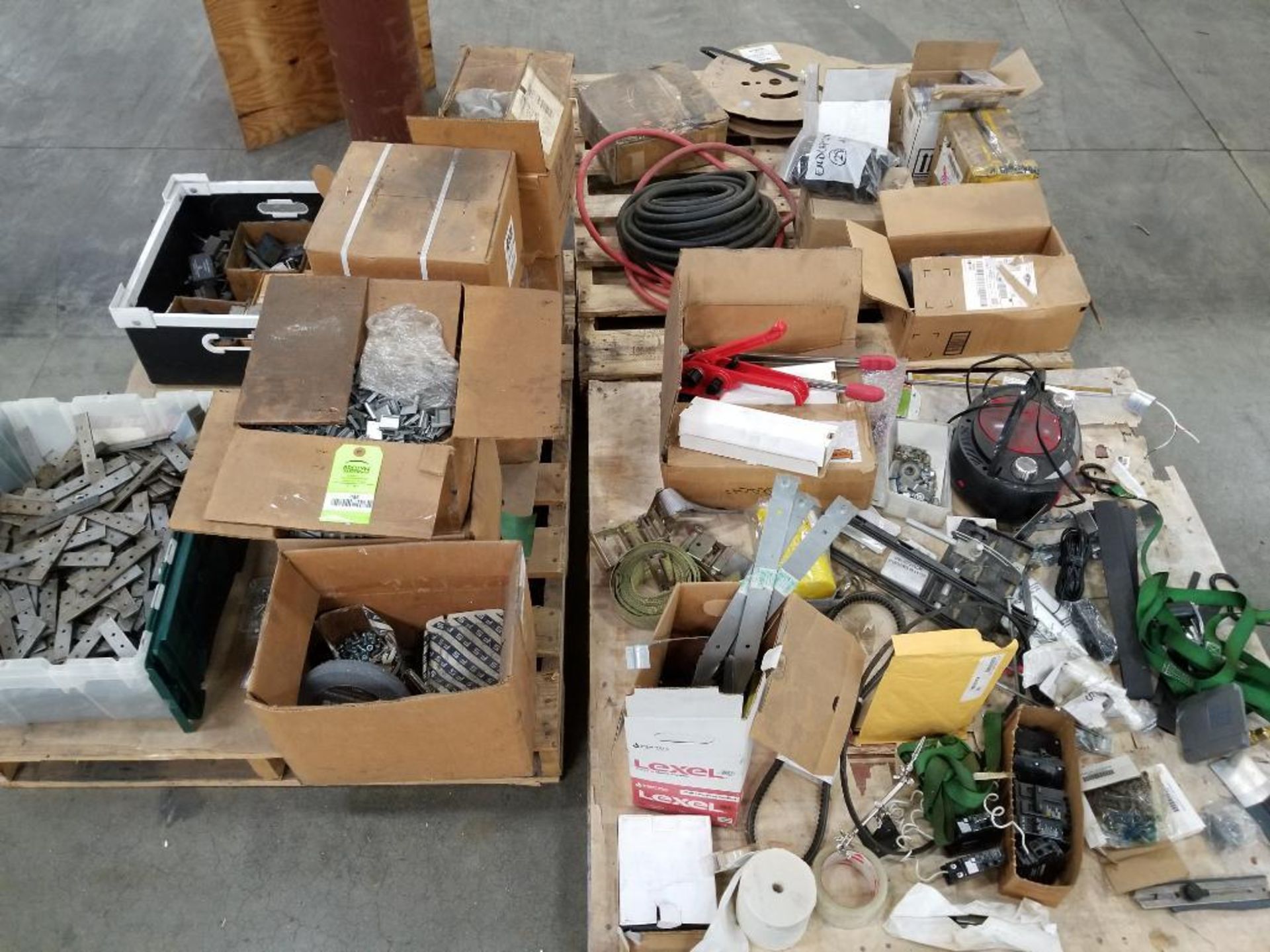 Large lot of assorted hardware, material handing equipment.