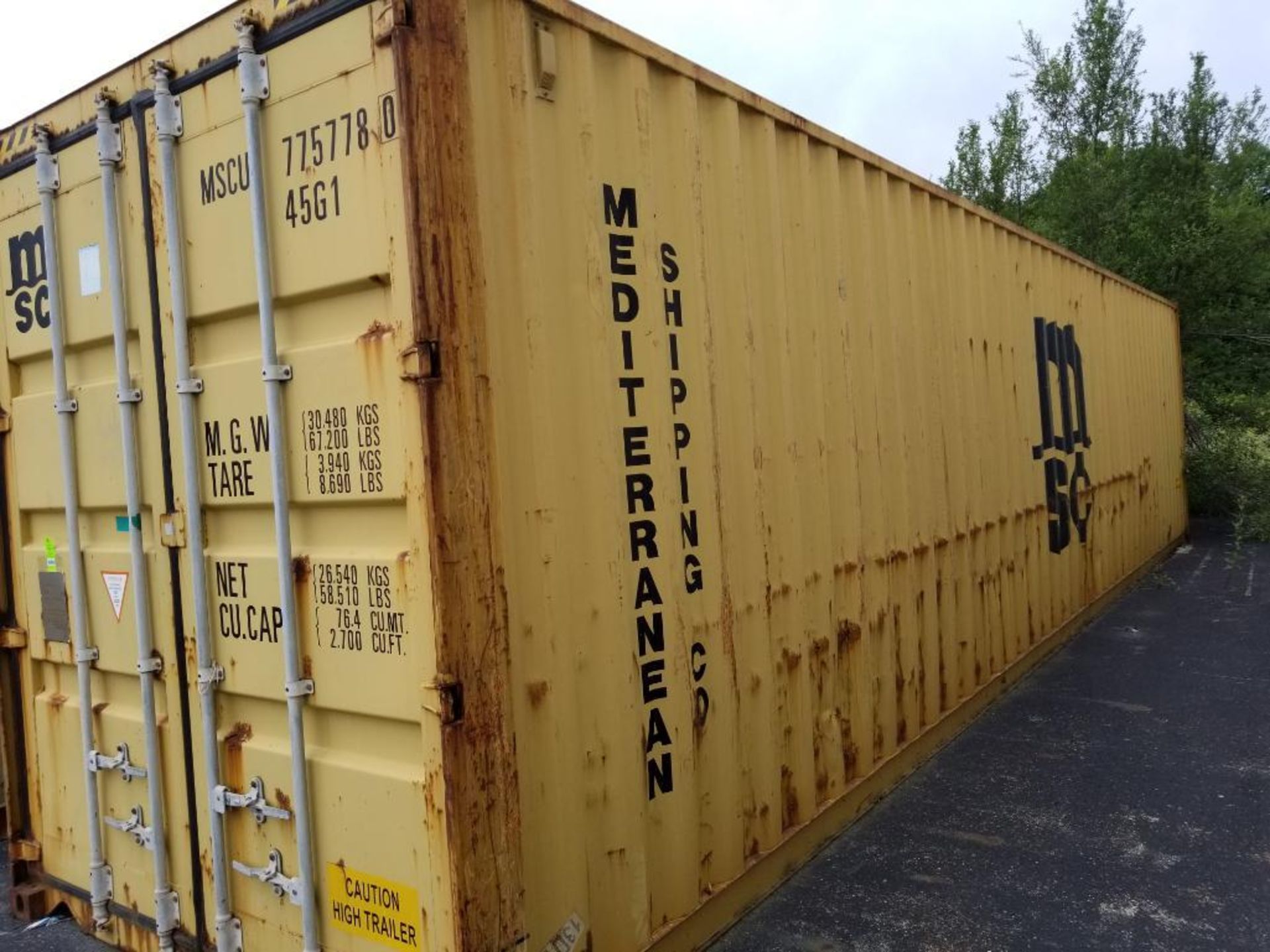 2006 Storage container. 40ft length. 9ft 6in tall. Type NL40H-181A. Max gross weight 67,200lbs.