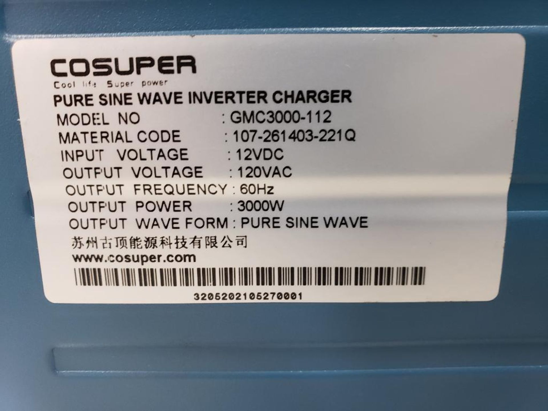 COSUPER 3000W pure sine wave inverter charger GMC3000-112. - Image 3 of 5