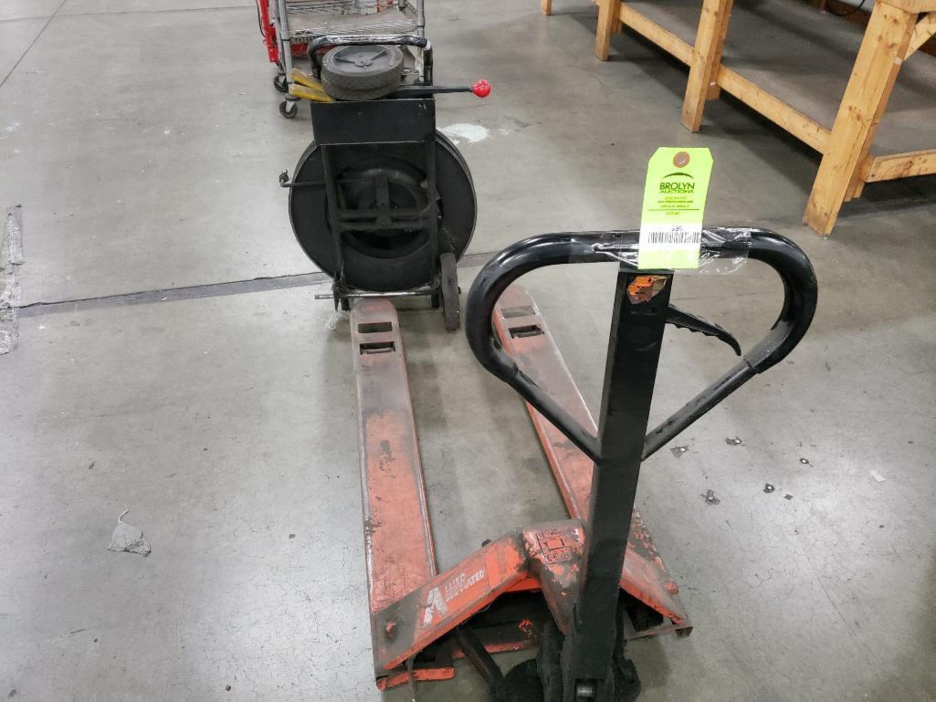 Pallet Jack and banding cart.