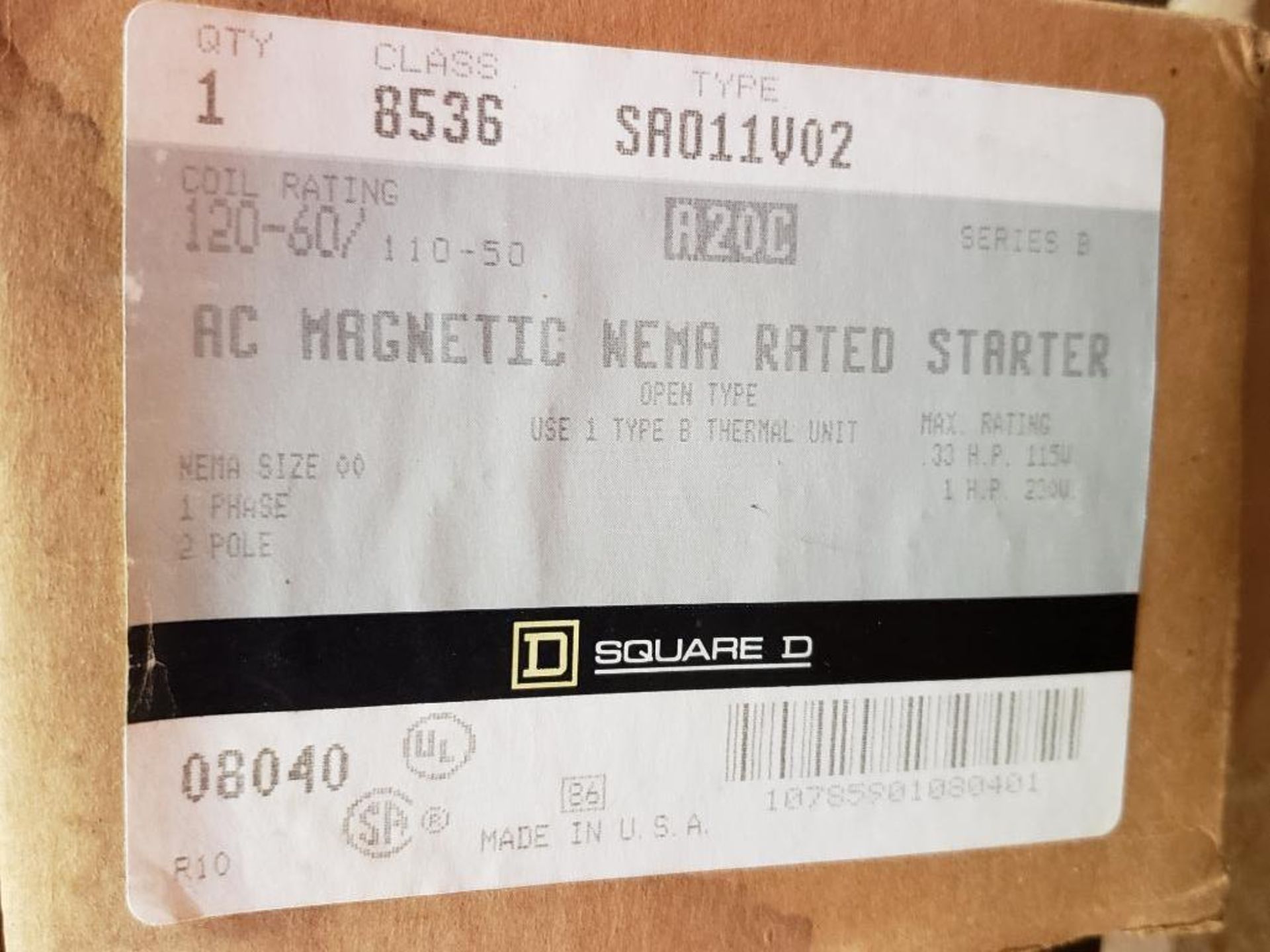 Square-D 8536-SA011V02 AC magnetic starter. New in box. - Image 2 of 3