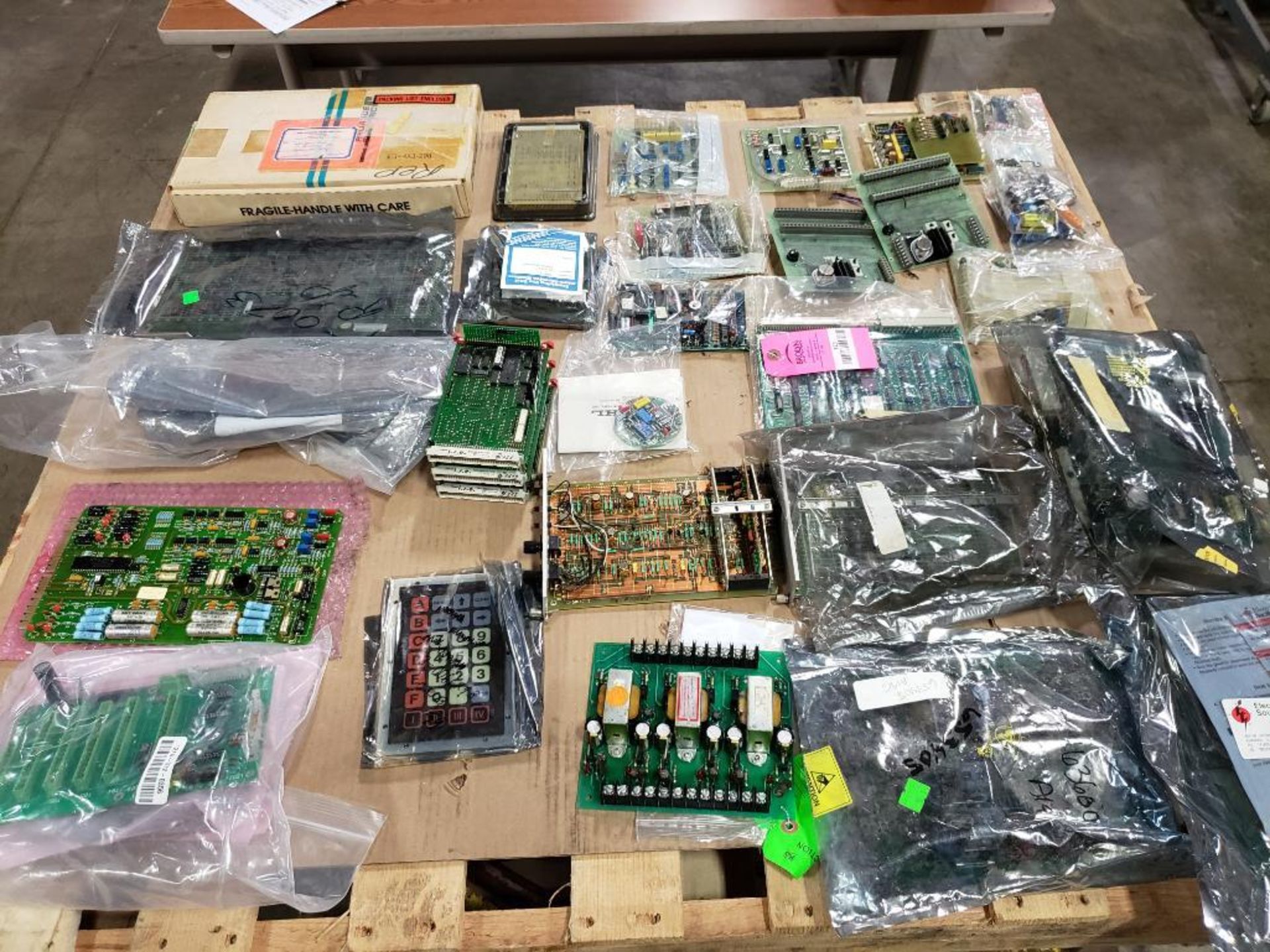 Pallet of assorted control boards.