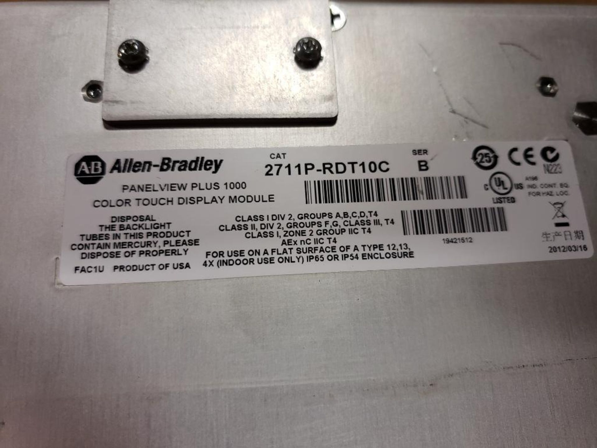 Allen Bradley PanelView Plus 1000. 2711P-RDT10C color touch display module. - Image 5 of 5