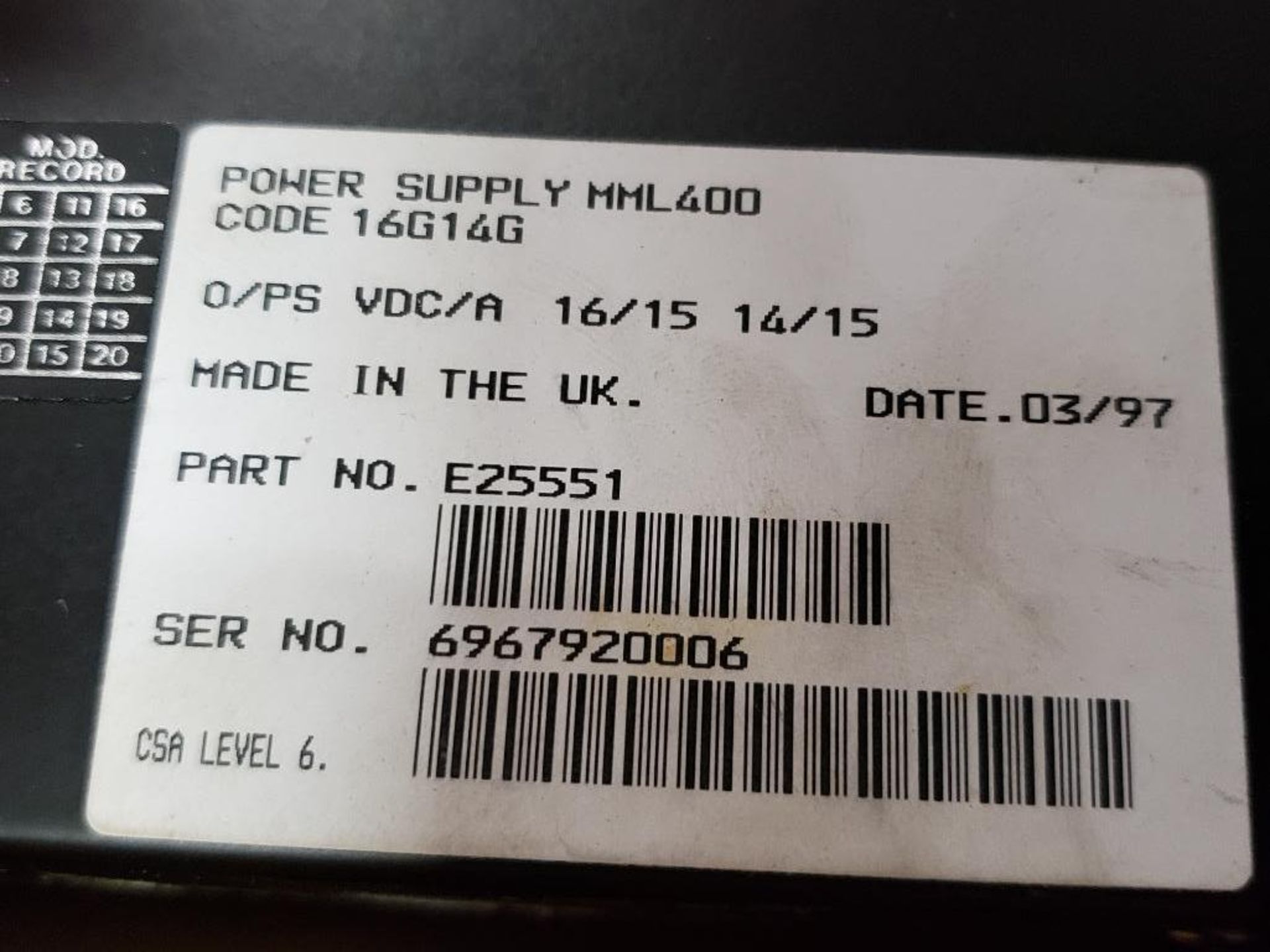Lambda Omega MML400 power supply. - Image 5 of 6