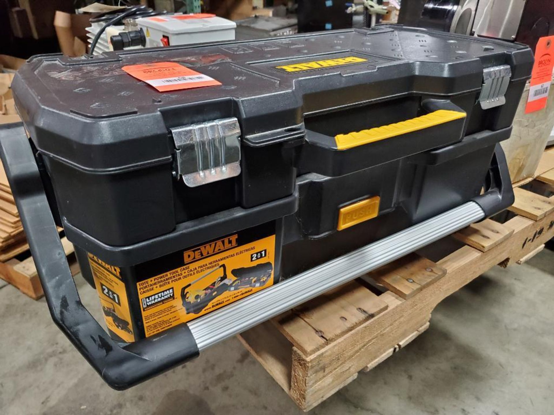 Dewalt tool box. Includes assorted parts.