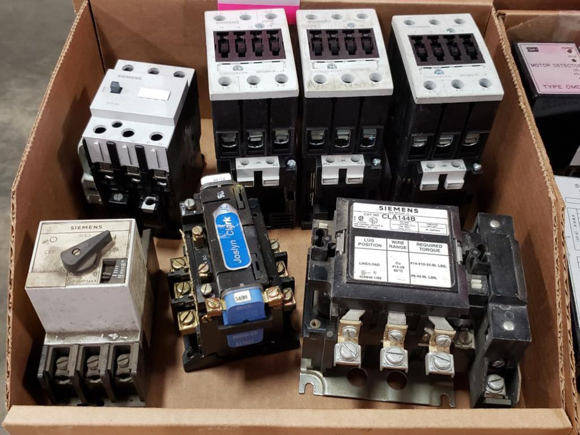 Assorted electrical contactor, relay. Siemens, Joslyn Clark.