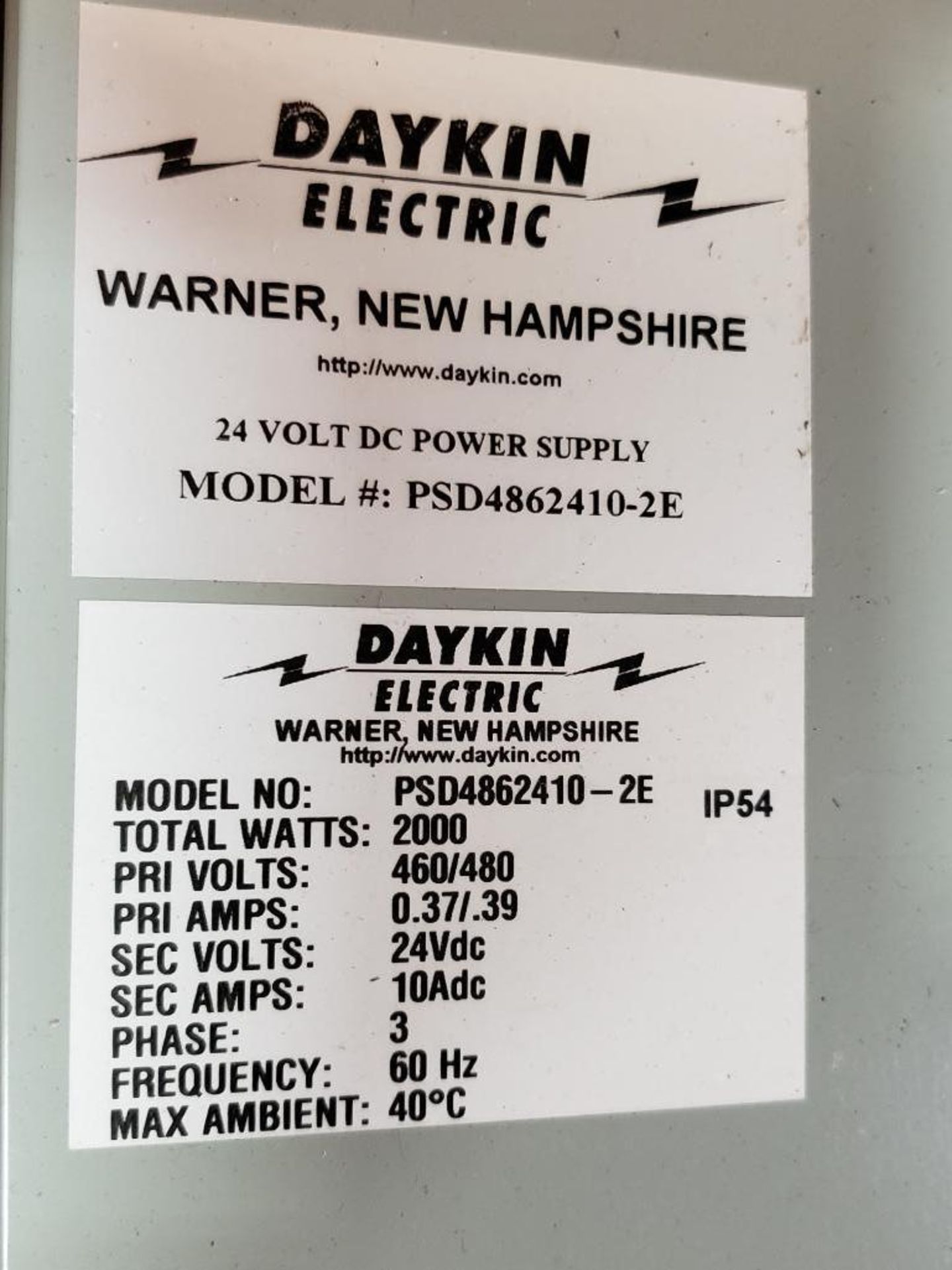 Daykin Electric PSD4862410-2E 24V DC power supply. 2000W. - Image 2 of 4