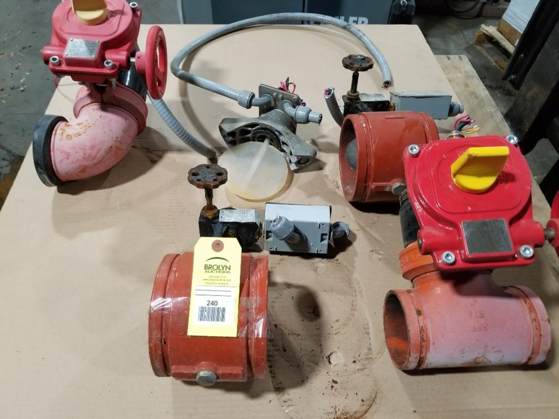 Assorted fire suppression system valves.