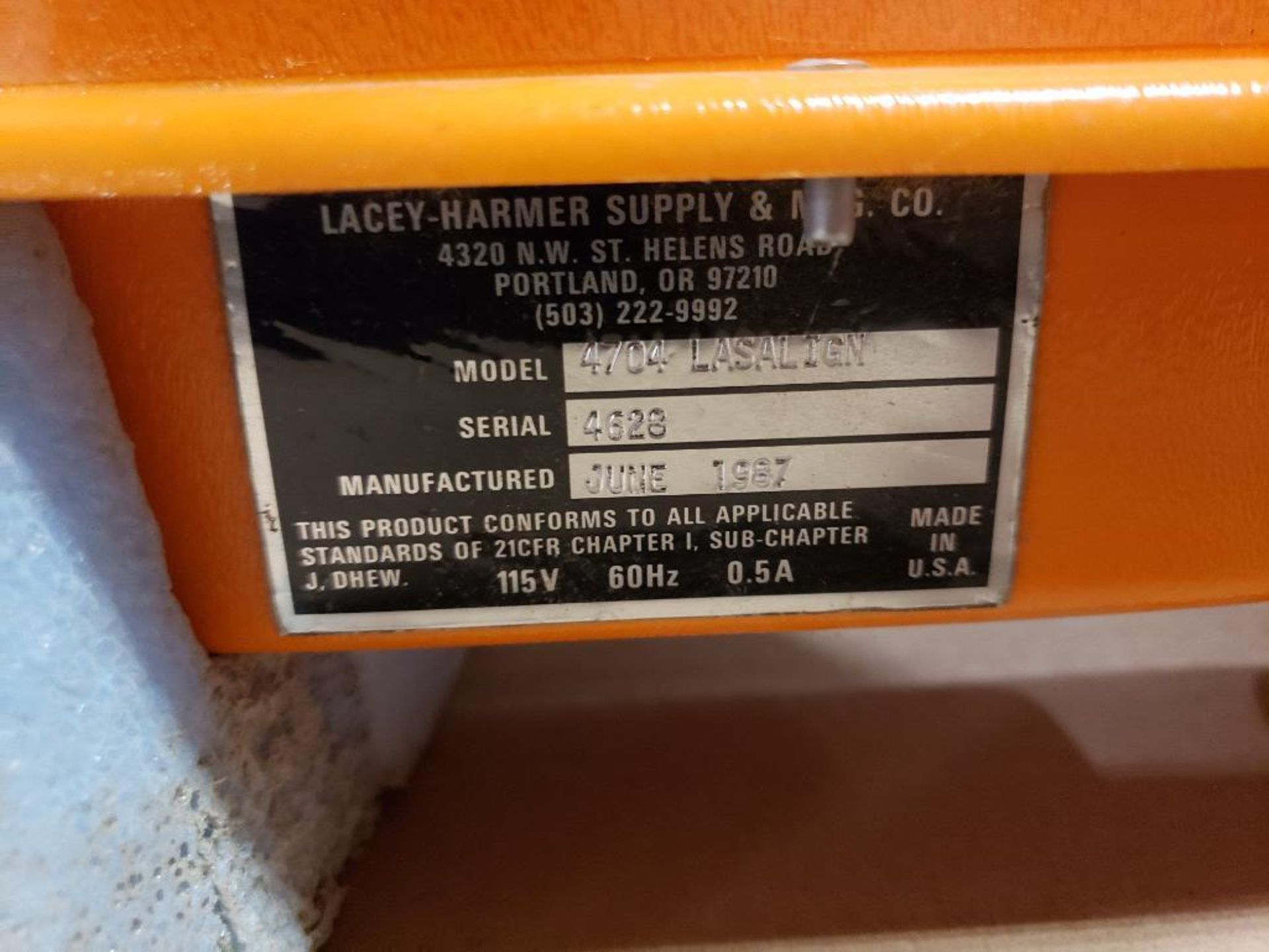 Lacey Harmer Supply Lasalign 4704. - Image 4 of 6