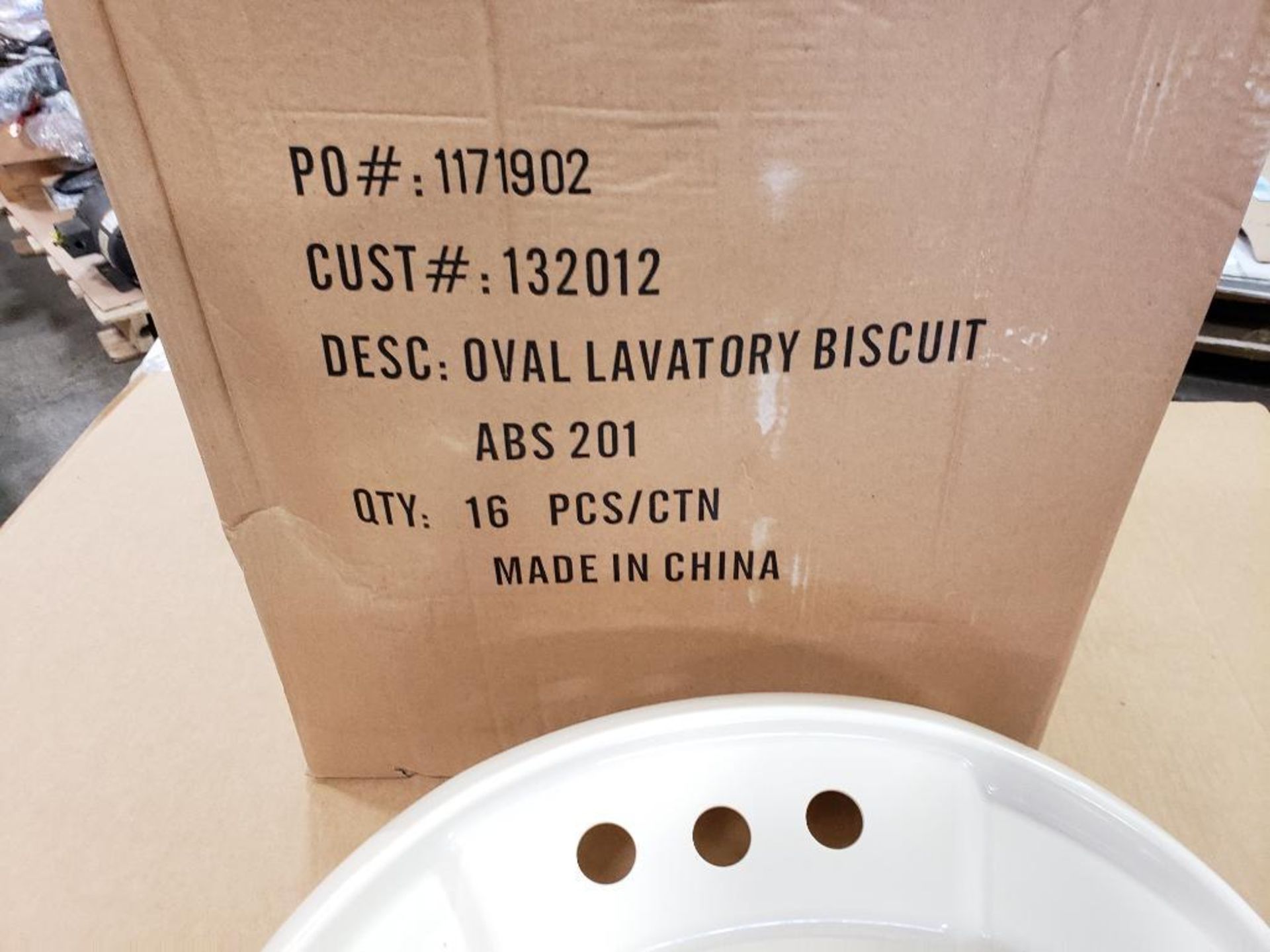 Qty 64 - Oval Lavatory, biscuit ABS201. New in bulk box. - Image 2 of 3