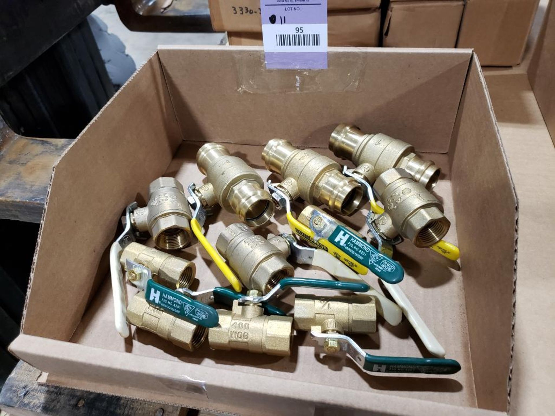 Qty 11 - Assorted brass valves. New as pictured.
