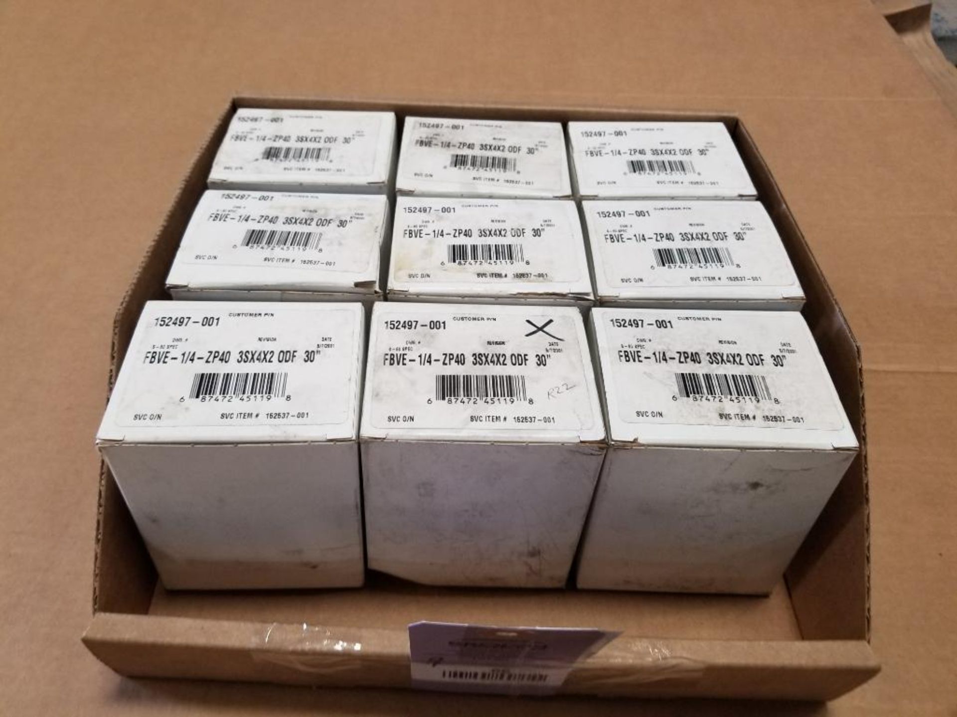 Qty 9 - Valve. Part number FBVE-1/4-ZP40. New in box.