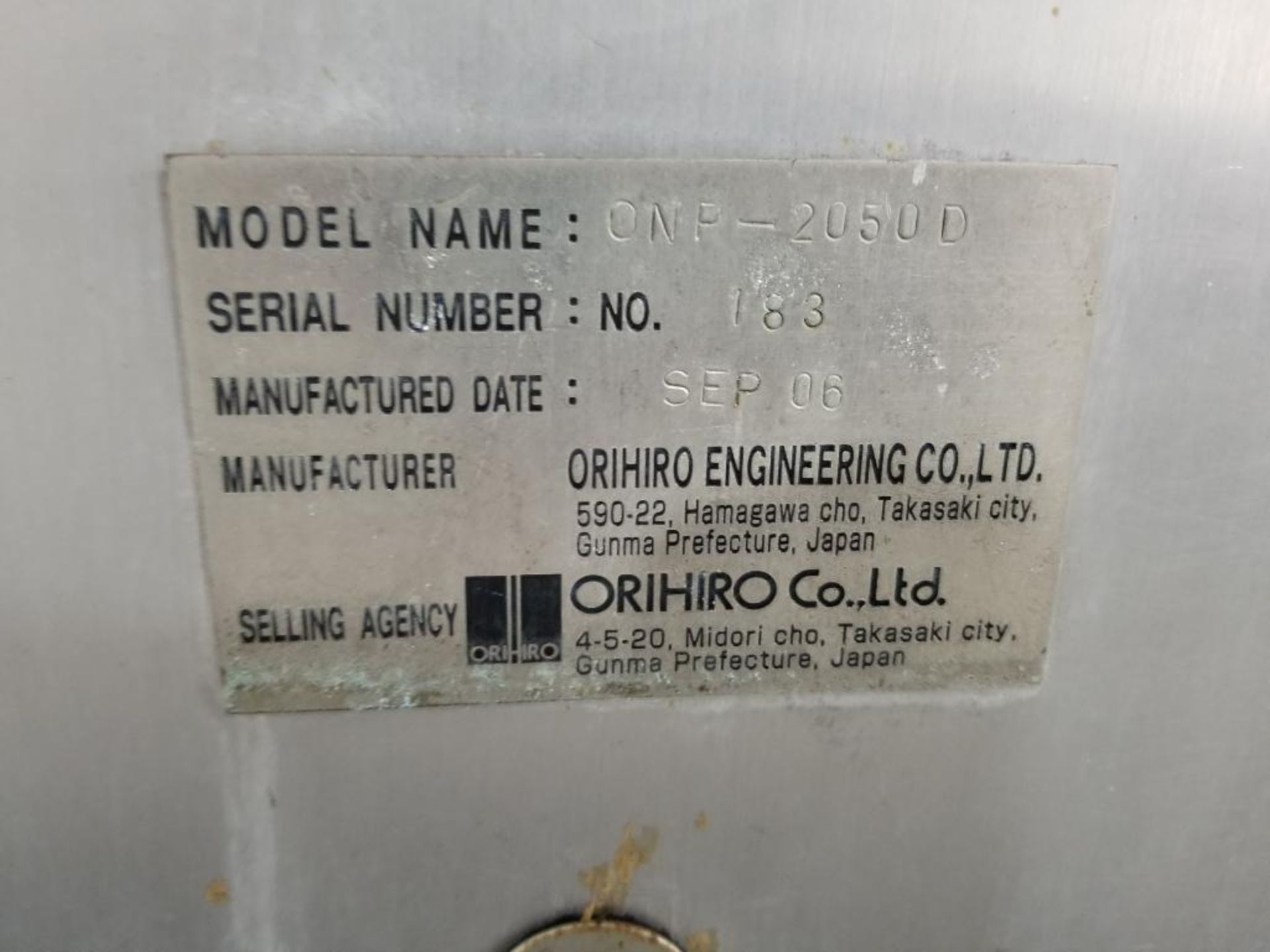 Orihio Sealed Air Cryovac machine. Onpack 2050. Model ONP-2050D. - Image 10 of 43