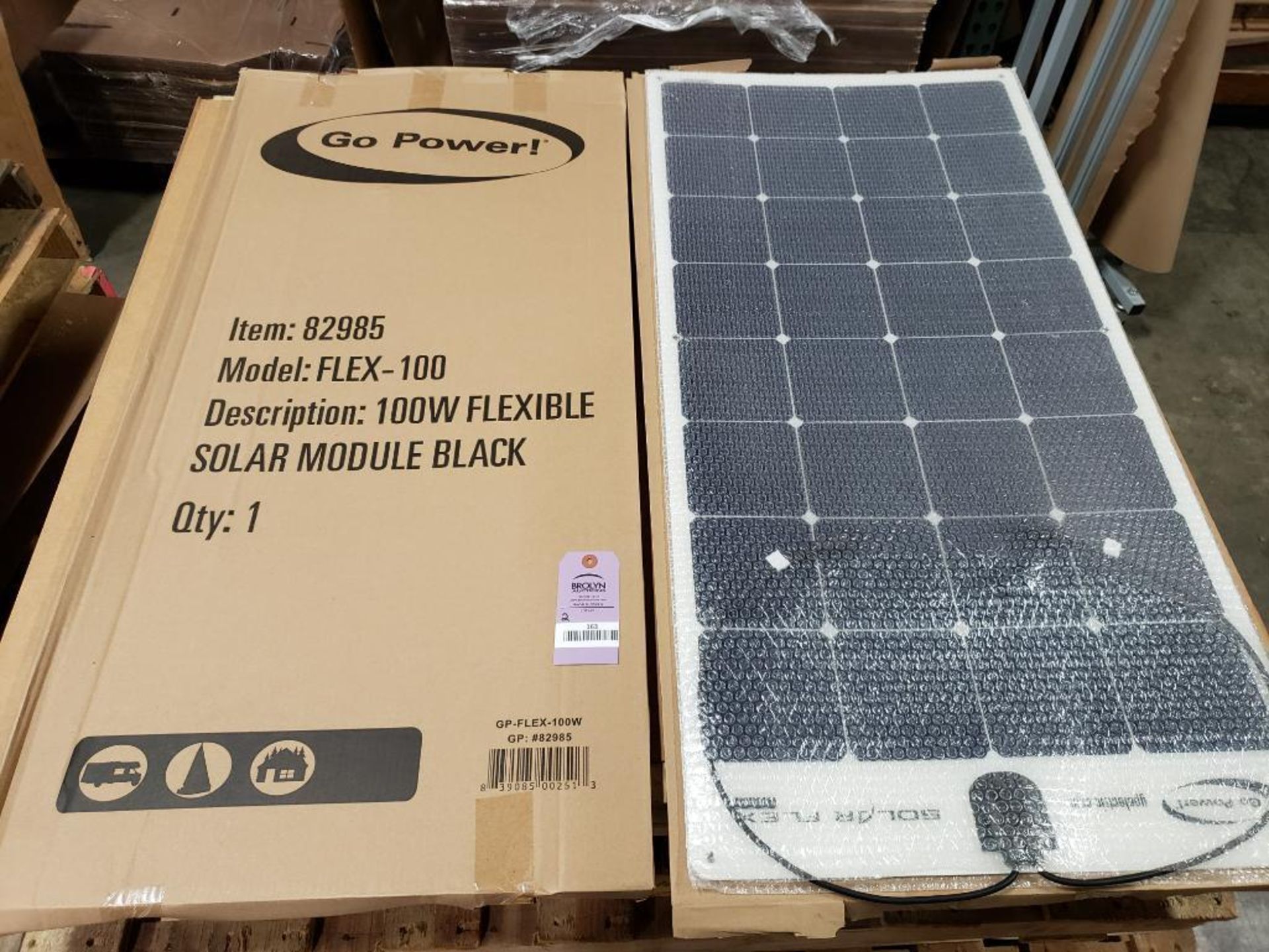 Qty 2 - Go Power 100w flexible solar panel. Model Flex-100.