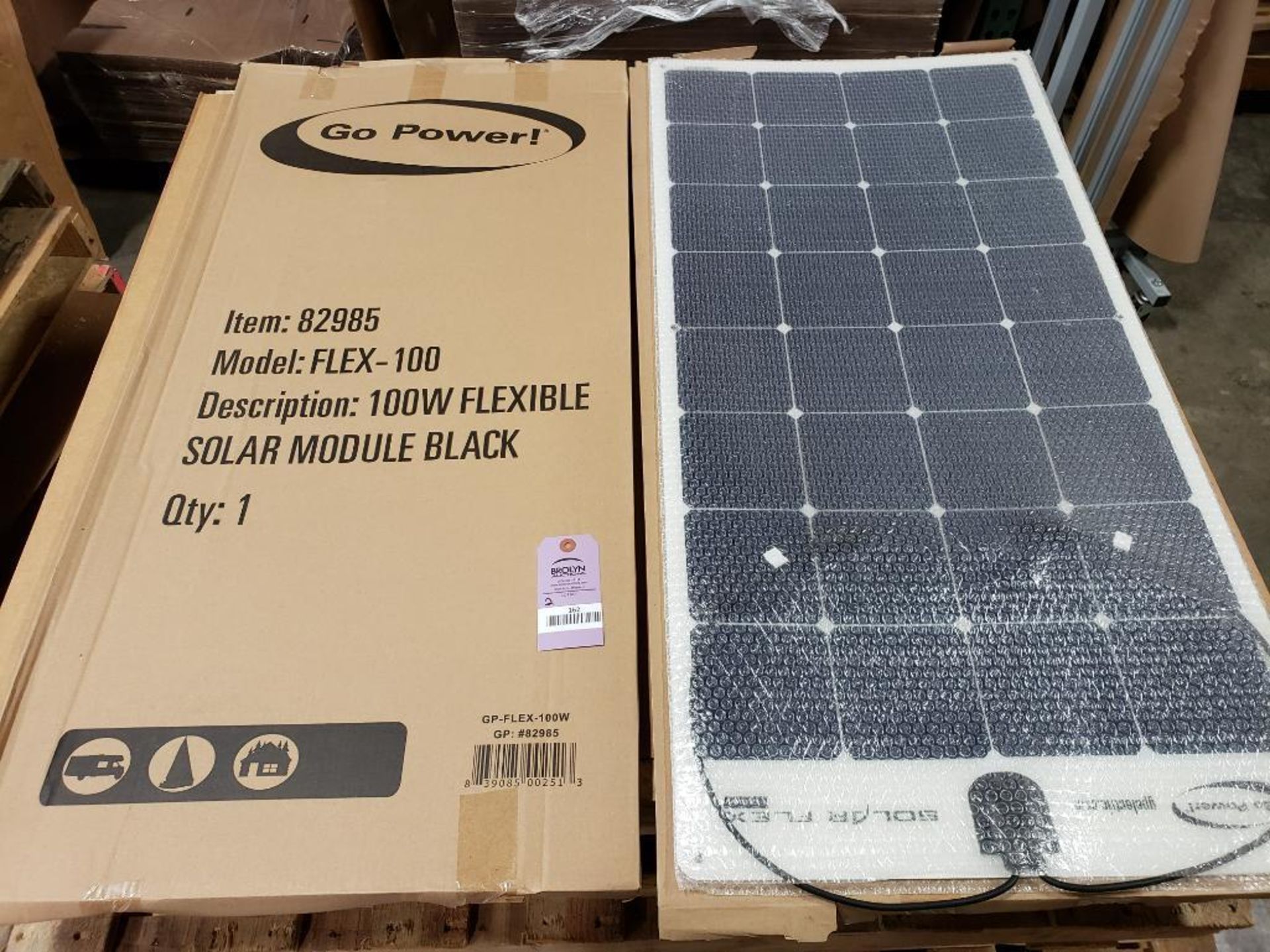 Qty 2 - Go Power 100w flexible solar panel. Model Flex-100.