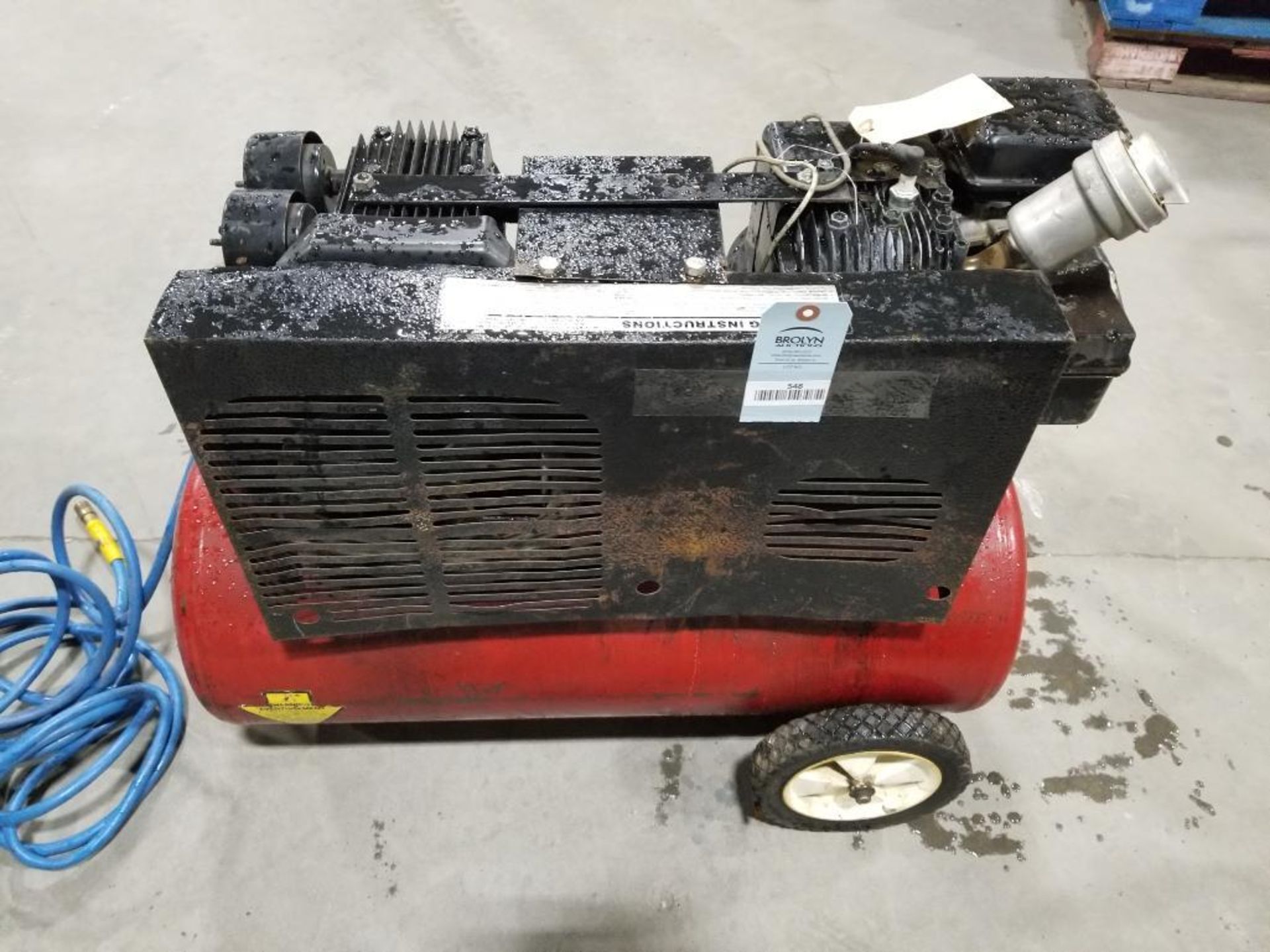 Repairable Briggs and Stratton 5hp air compressor. Needs carb and pull start. - Image 7 of 8