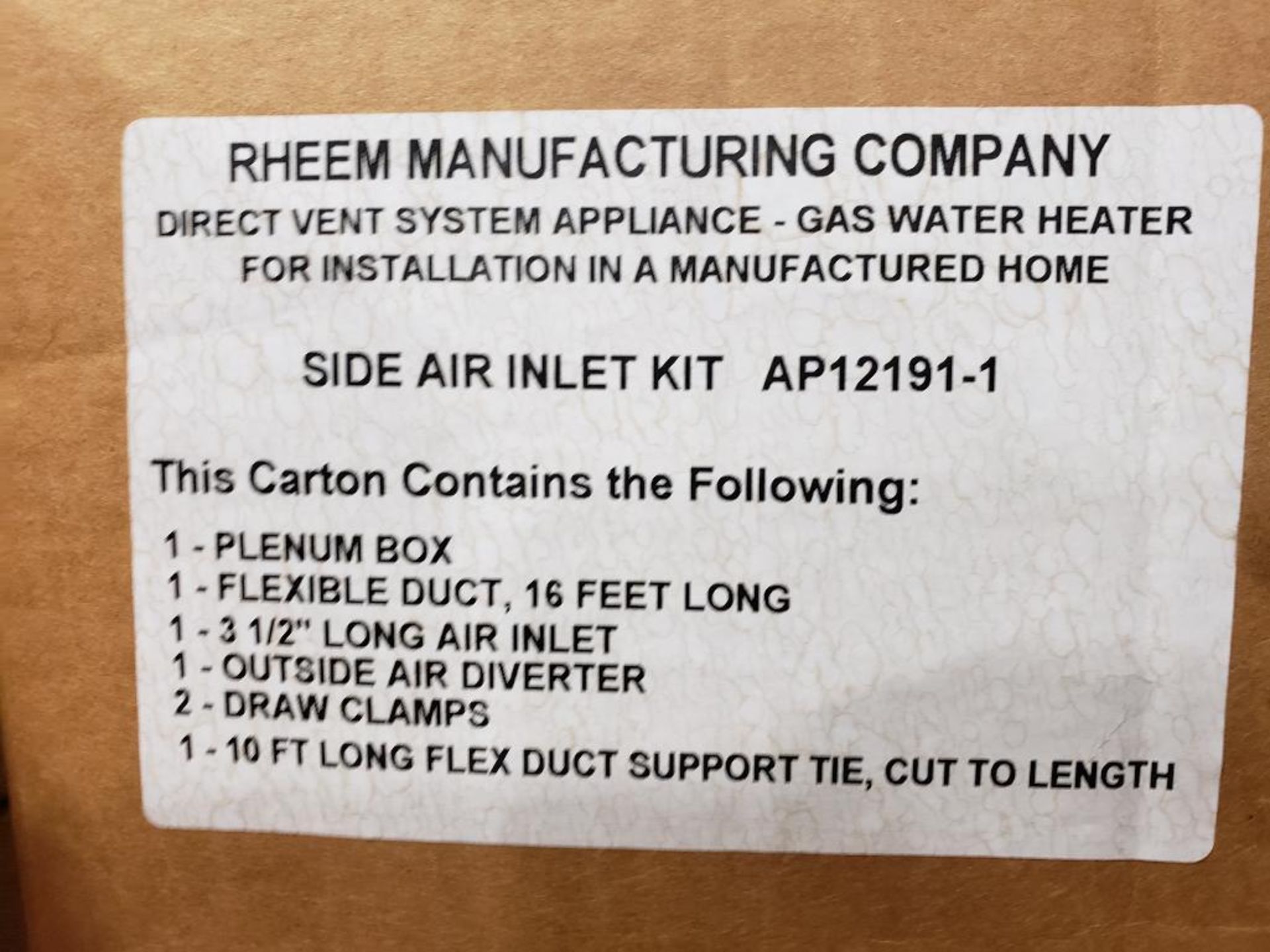 Qty 3 - Rheem inlet assembly kit. Part number AP12191-1. - Image 2 of 5