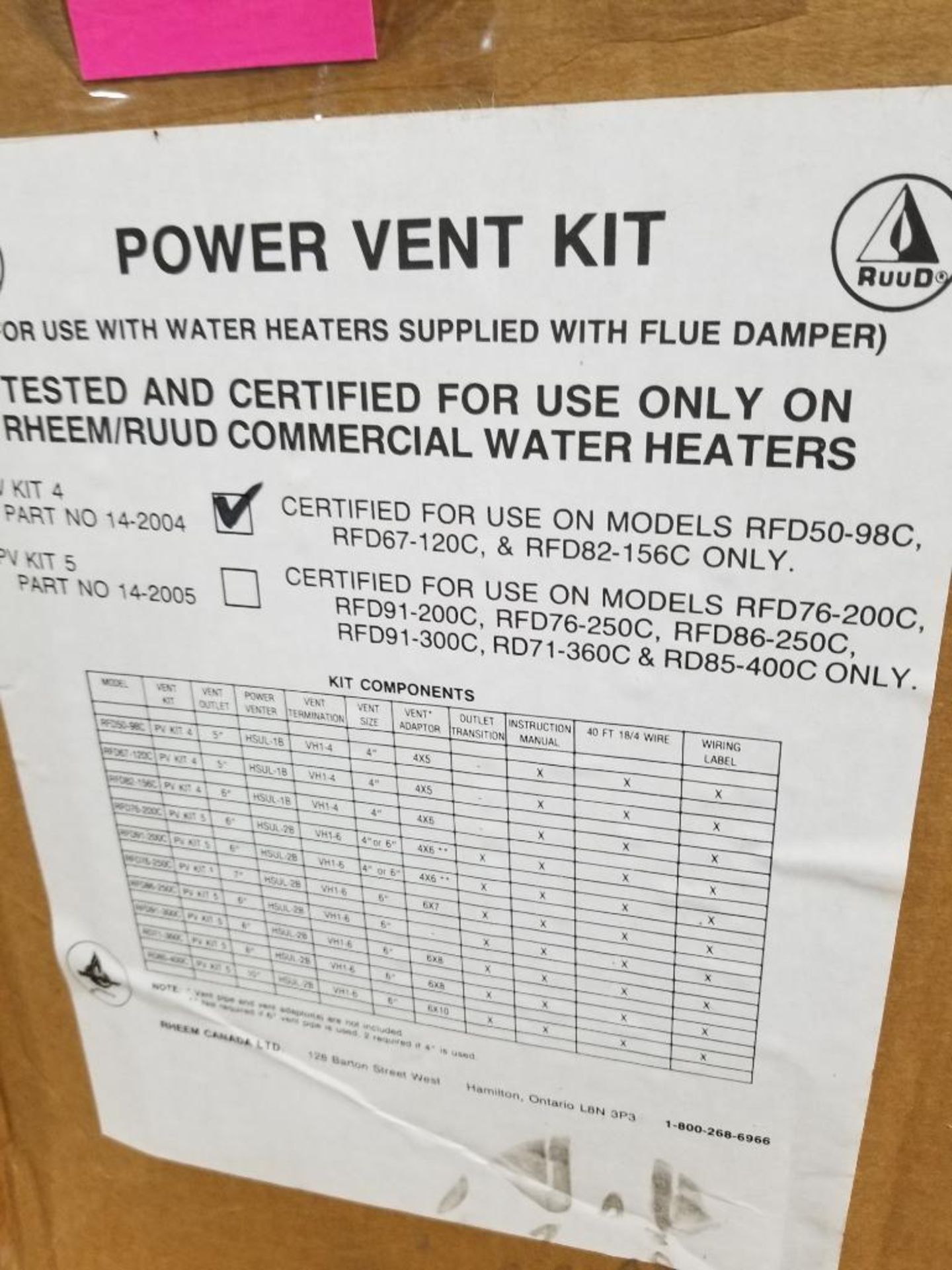 Qty 2 - Rheem commercial power venter. Part number HSUL-1B. - Image 3 of 3
