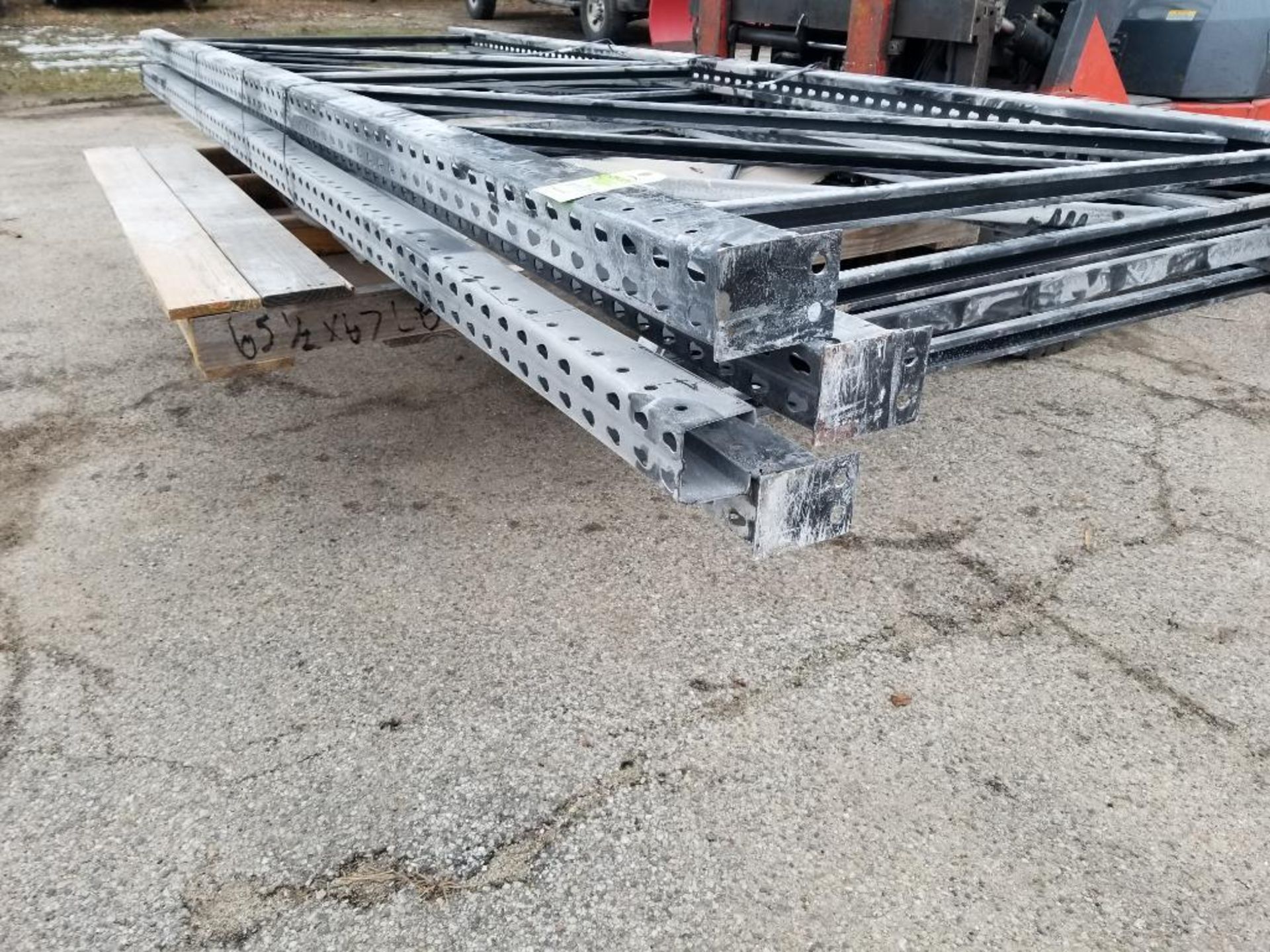 Qty 4 - Pallet racking uprights.Teardrop style. 144in tall x 48in wide. - Image 2 of 7
