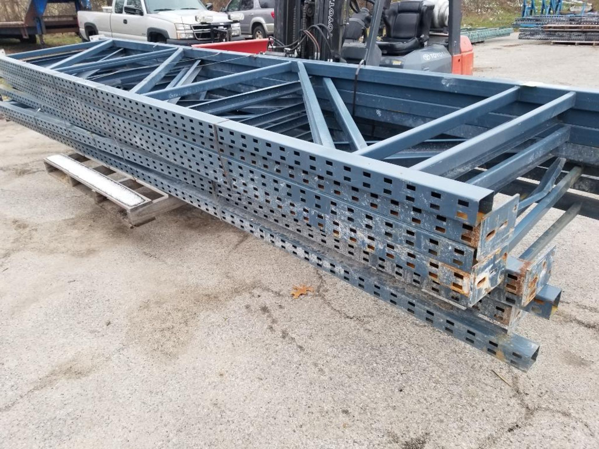 Qty 8 - Pallet racking uprights. 210in tall x 49in wide. - Image 3 of 7
