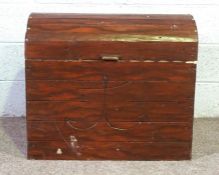A small domed chest, modern, with slatted and nailed top, 67cm high, 76cm long