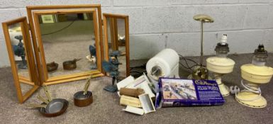 Various items, including an American ‘Champion Juicer’, with accessories, two table lamps, a