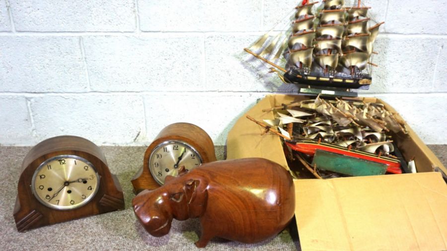 A carved hardwood hippopotamus; together with five model ships, including ‘Flying Cloud’ and two - Image 7 of 9